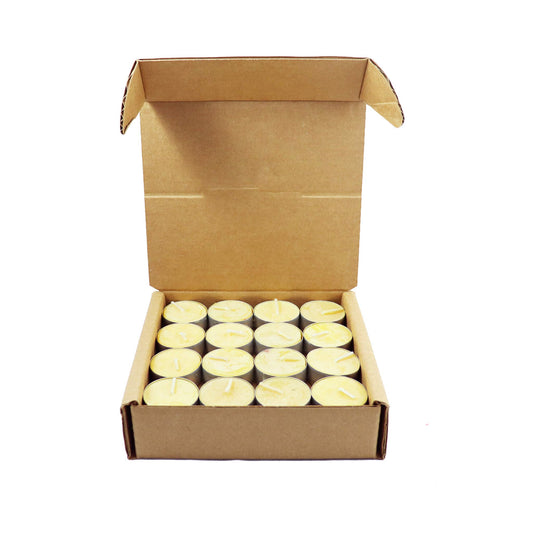 Candlestock Bulk 32 Pure Beeswax Tea Light Candles - 32 100% Pure Beeswax Tea Light Candles - Clean Burning and Pure Burning Beeswax Tea Light Candles