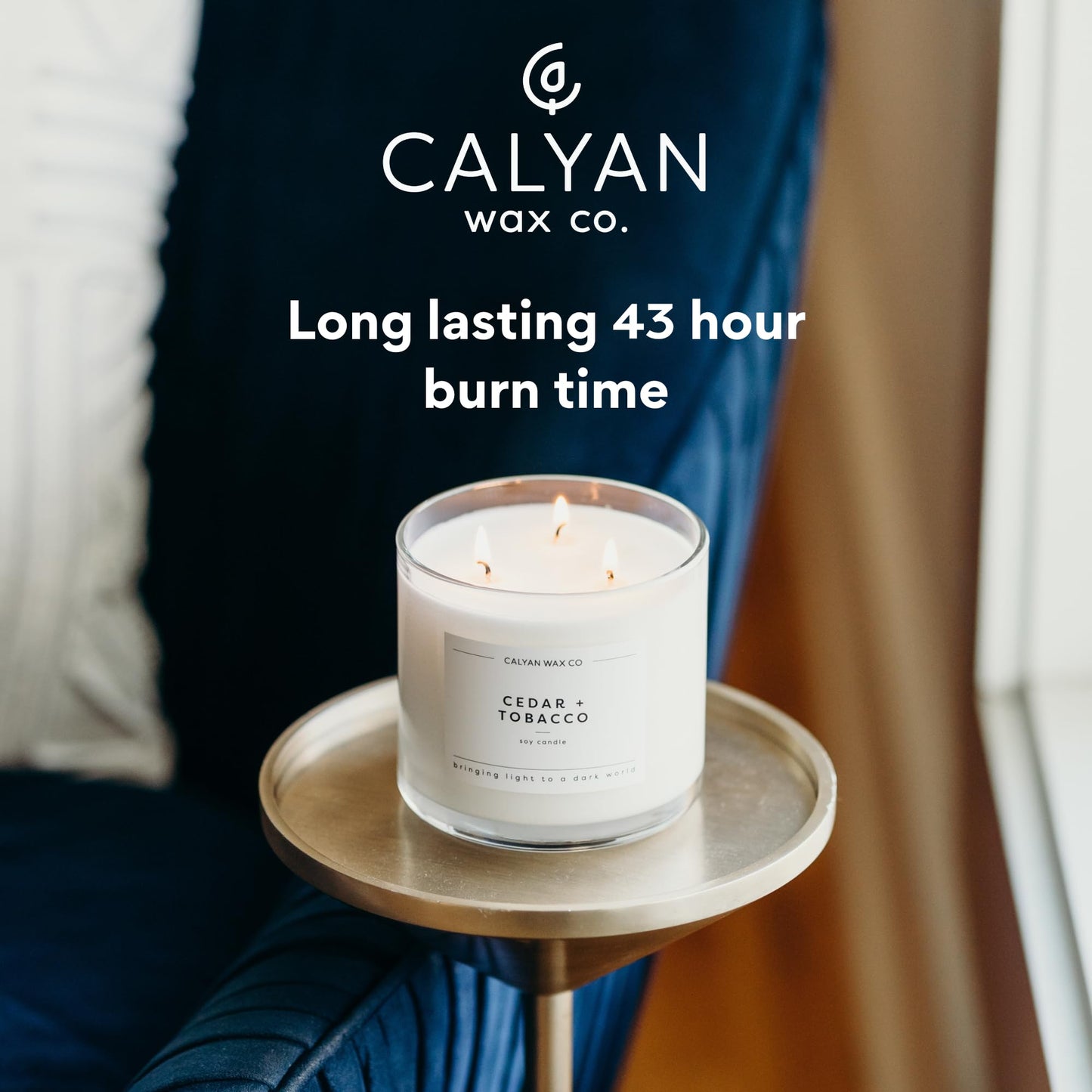 Calyan Wax Co. Home & Holiday 3 Wick Scented Candle - 43 Hour Burn - Luxury 3 Wick Soy Candles - Clean Soy Wax Candles - Long Lasting Large Glass Jar Candle for Home - 14.9oz