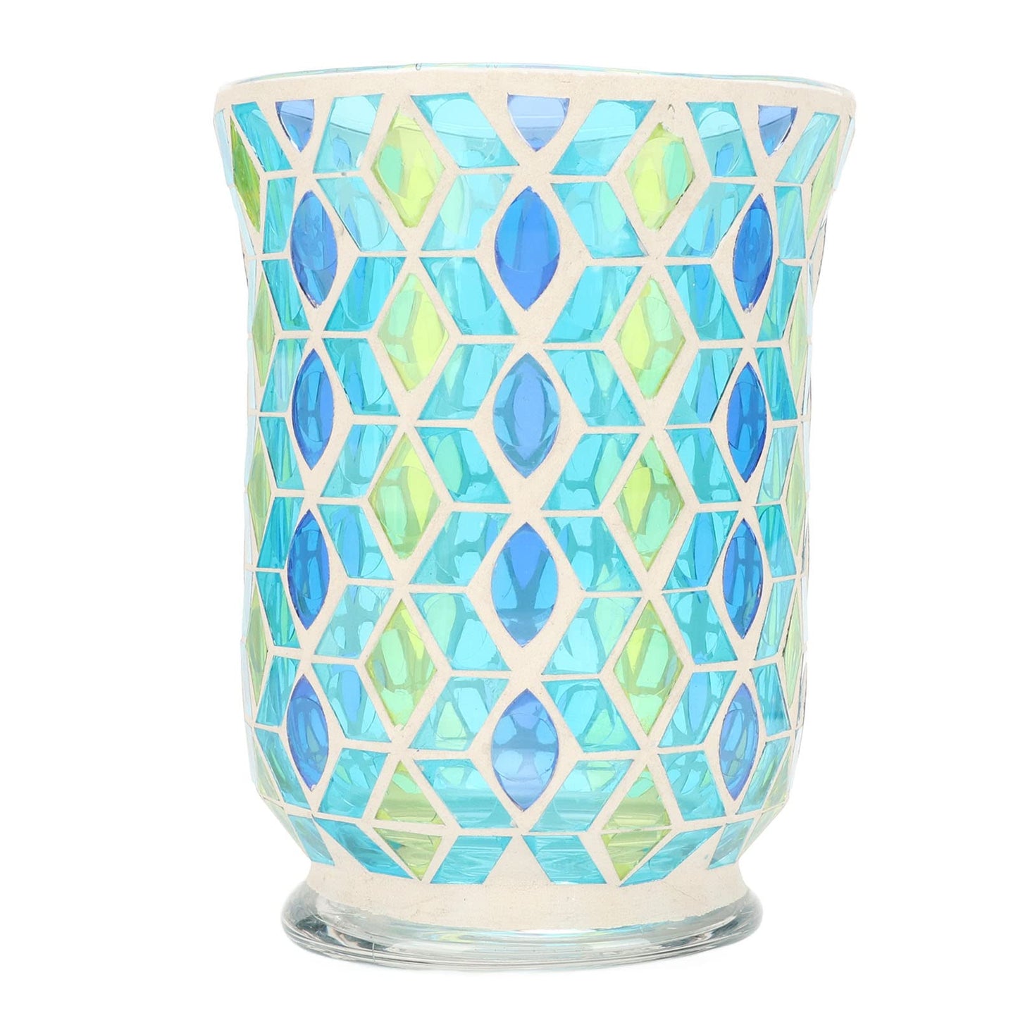 Adfaga Mosaic Glass Candle Holder Handcrafted Windproof Decorative Floral Tealight Holder for Home Decor Cafes Restaurants Wedding Centerpiece