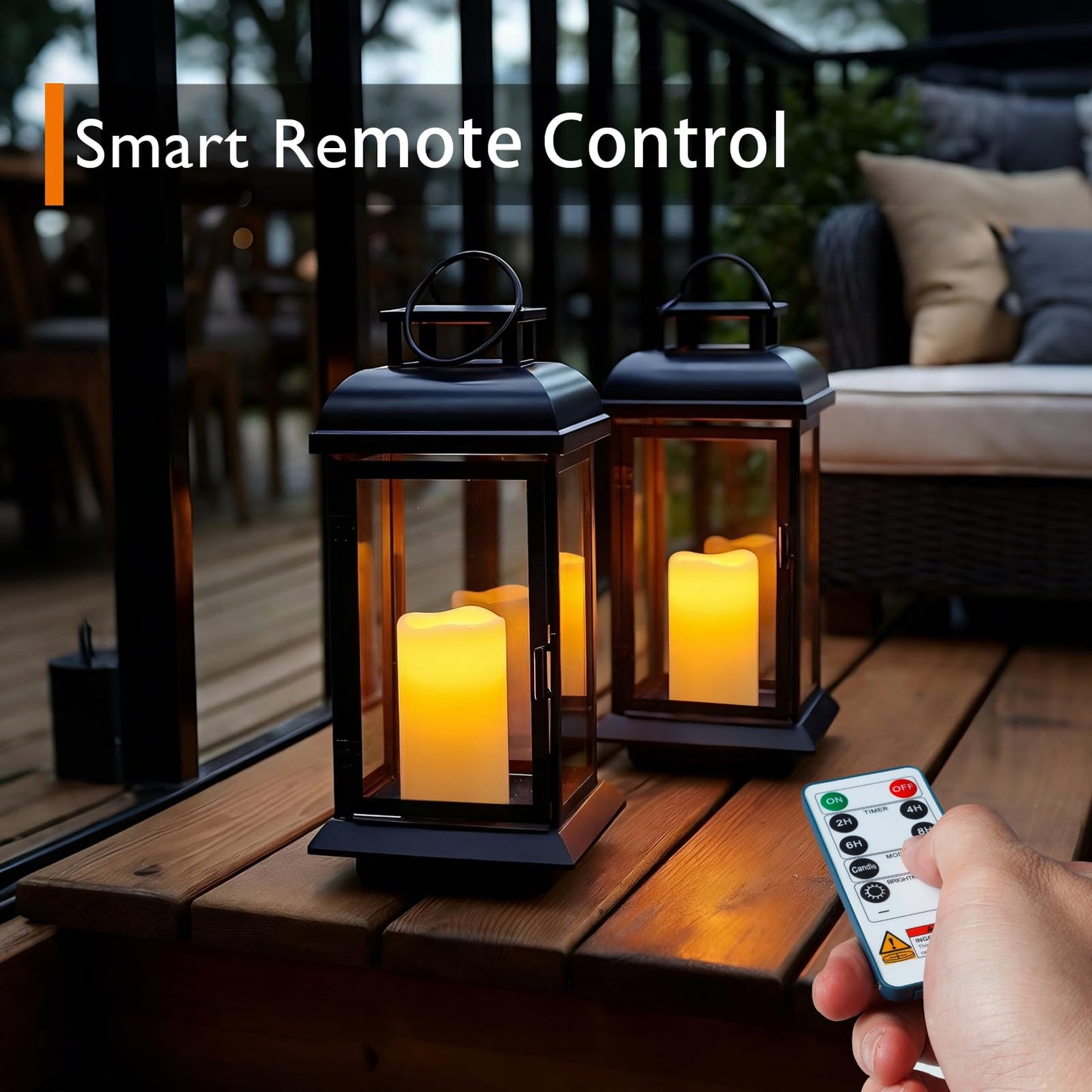 Homemory 3"x5" Flameless Candles, Outdoor Waterproof, Battery Operated LED Pillar Candles with Remote Control and Timer, Plastic, Long Lasting