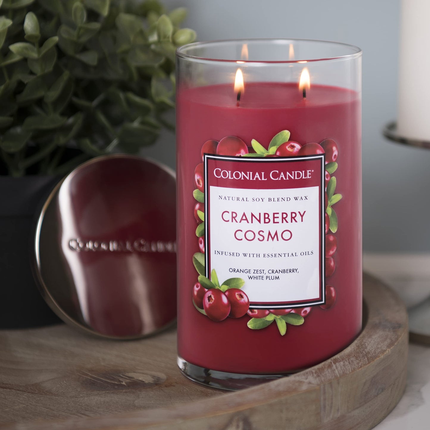 Colonial Candle Cranberry Cosmo Scented Jar Candle, Classic Cylinders Collection, 2 Wick, Red, 19 oz - Up to 120 Hours Burn