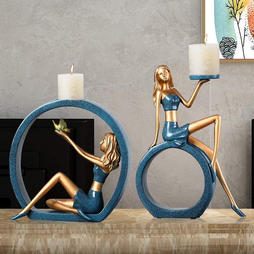 XILIN-1987 Candle Holderss Creative Dancing Girl Candle Holder Dining Table TV Cabinet Living Room Porch Home Crafts Decoration Candle Holder Decorative Candlestick (Size : A)
