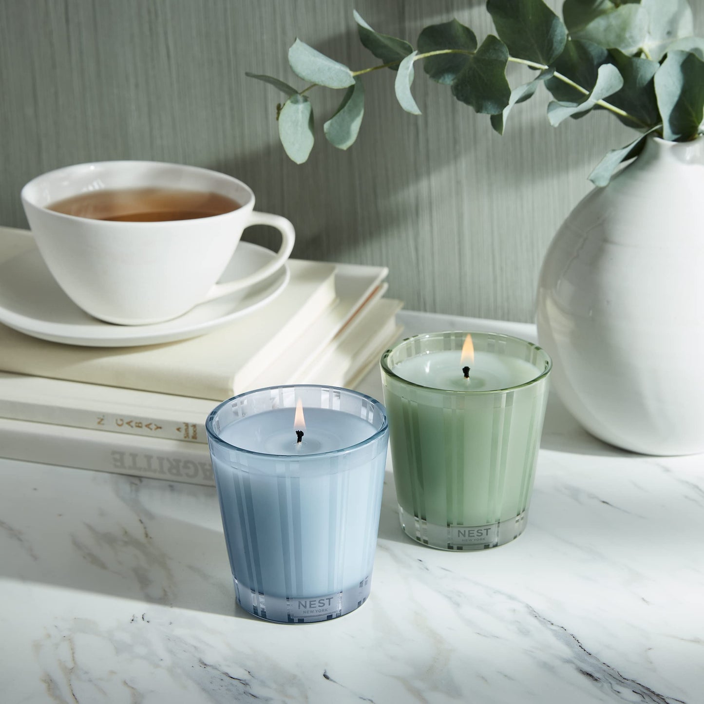 NEST New York Wellness Wild Mint & Eucalyptus and Driftwood & Chamomile Scented Petite Candle Duo, 4.5 Ounces Each, 1 Set