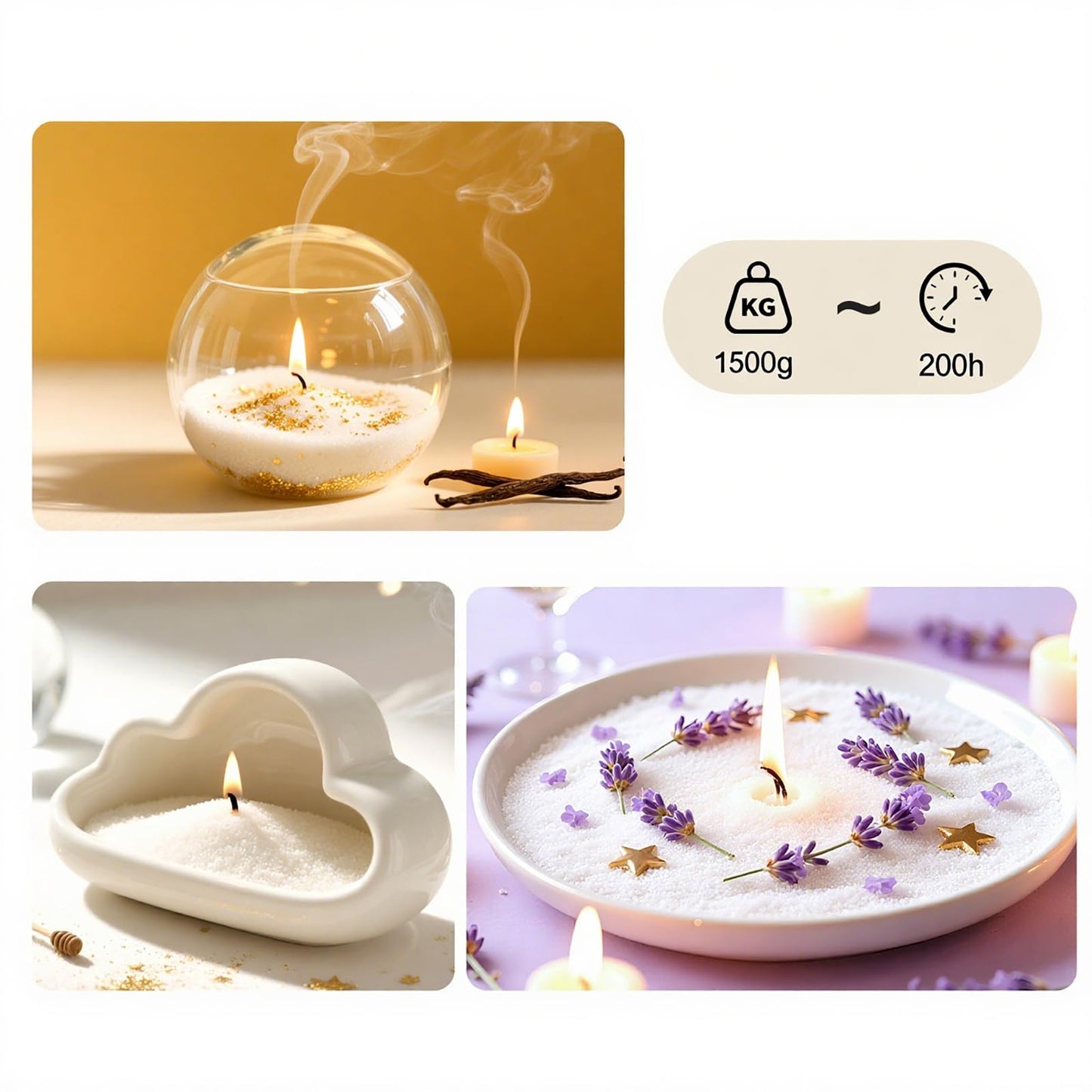 CandHeal Pearled Candle Sand Kit,3.3 lb Scented Candle Sand with Wicks,DIY Candle Making Kit