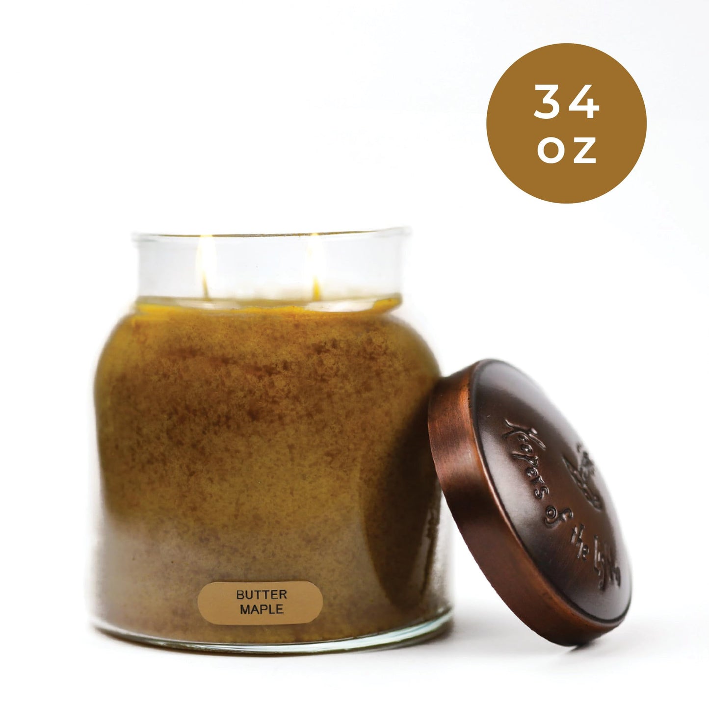 A Cheerful Giver - Butter Maple - 34oz Papa Scented Candle Jar with Lid - Keepers of the Light - 155 Hours of Burn Time, Gift for Women, Brown