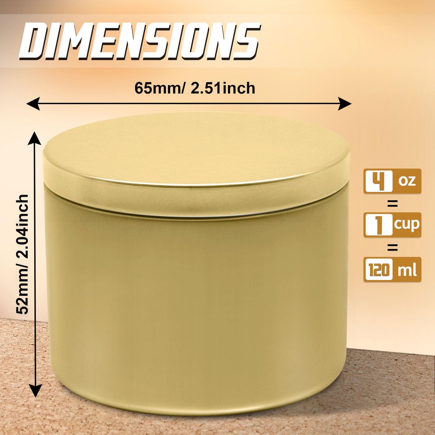YJHSS 24-Pack 4oz Candle Tins with Lids, Metal Candle Jars for Candle Making, Empty Containers Vessels Bulk for Small Business & Beginners DIY Storage -Gold