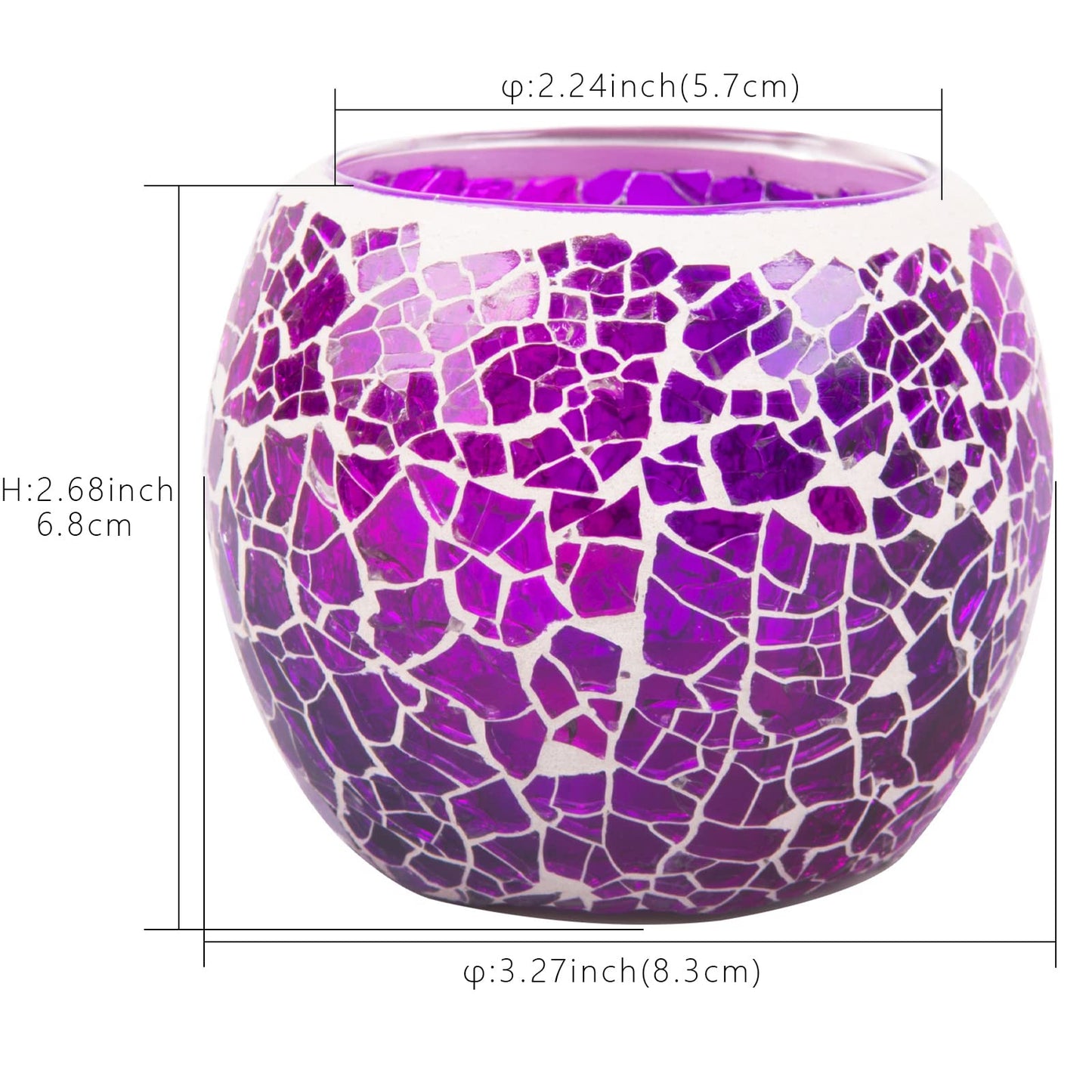 Rancco Glass Votive Candle Holder for Tealight, Romantic Mosaic Cracked Candle Holder, Candle Lamp Aromatherapy Candlescape Bowl for Valentine's Thanksgiving, Christmas Table Centerpiece, Party Decor