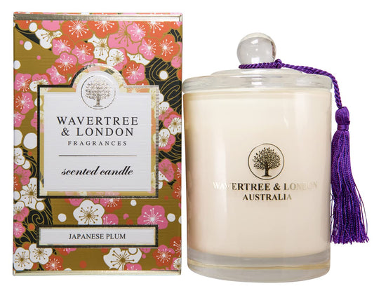 Wavertree & London Organic Japanese Plum Scent Soy Wax Candle | Non Toxic 100% Cotton Wick Triple Scented Pure Natural Soy Wax Candles, Hand Poured in Australia | 60 Hours Burning Time, 11.66 Oz
