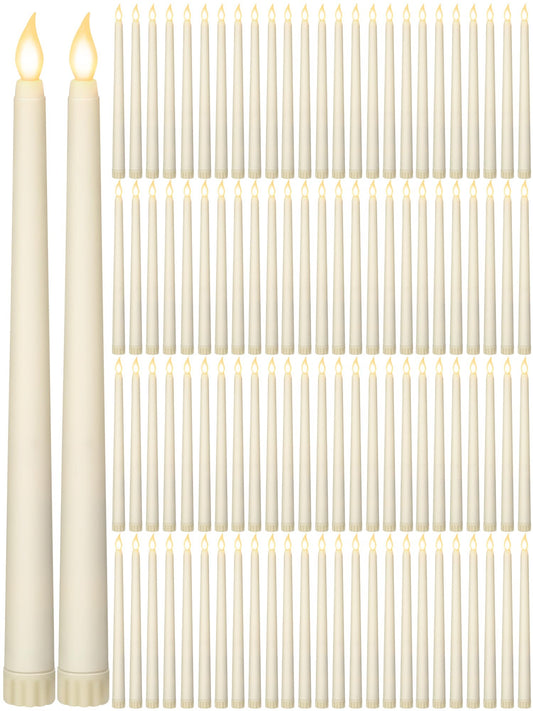 Retisee 80 Pcs 11 Inch Flameless Taper Candles LED Candles Bulk Battery Operated Taper Candle Flickering LED Candlesticks for Valentines Birthday Wedding Party Decor (Classic Style,Ivory)