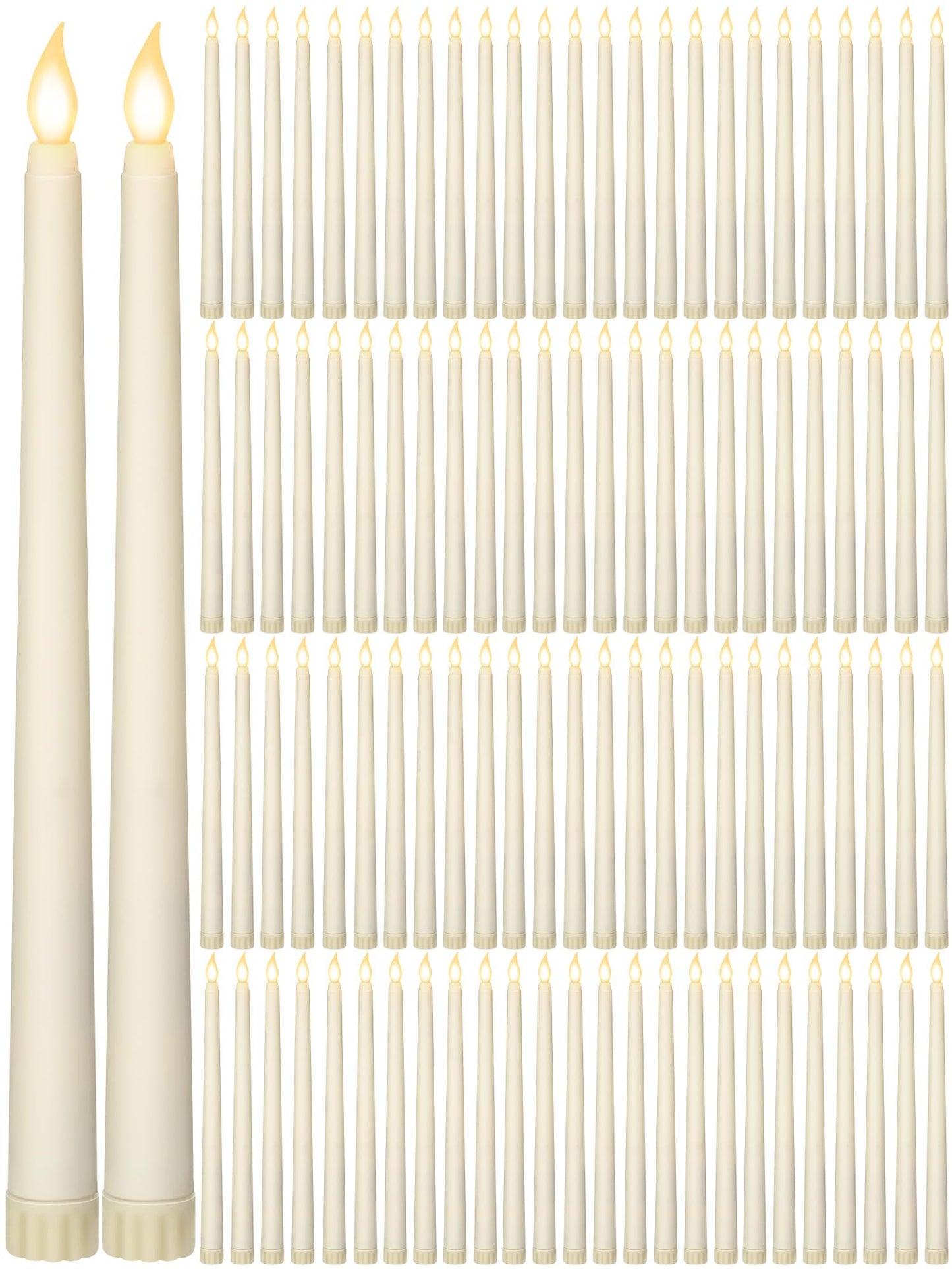 Retisee 300 Pcs 11 Inch Flameless Taper Candles LED Candles Bulk Battery Operated Taper Candle Flickering LED Candlesticks for Valentines Birthday Wedding Party Decor (Classic Style,Ivory)