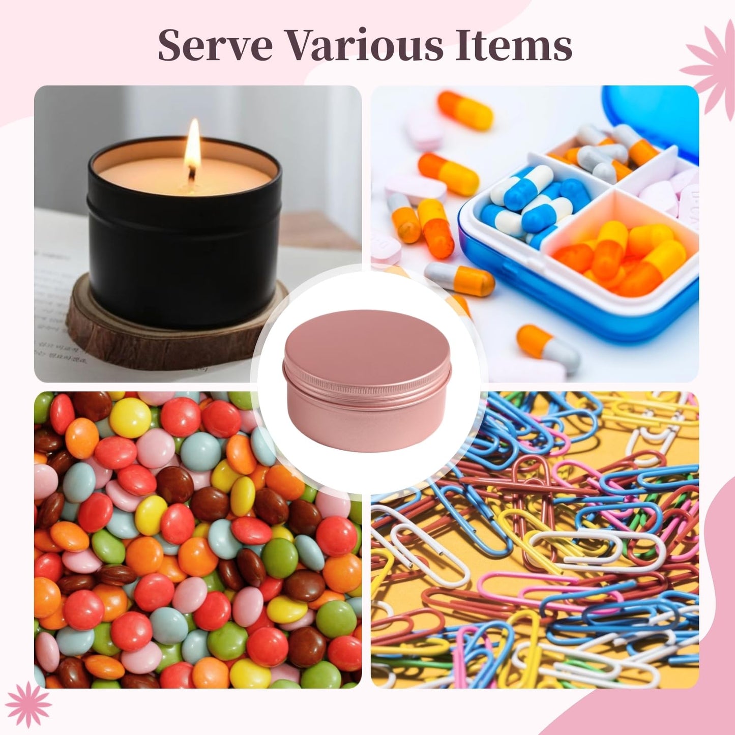 Deskium 18 Pack Aluminum Metal Tins, 6 Oz Round Candle Tins With Screw-Top Lids, Travel Storage Containers For Spices, Cosmetics, Candles