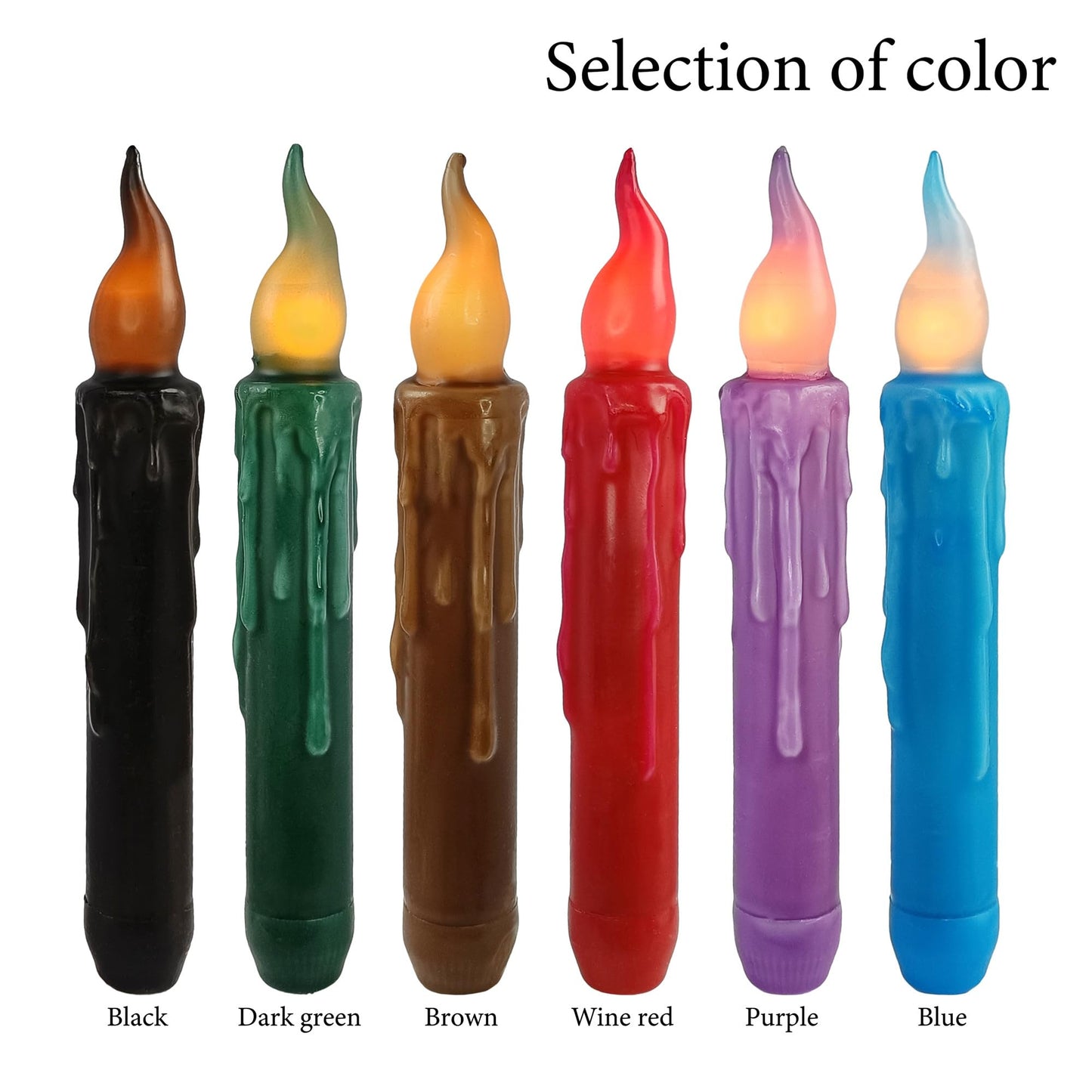 Gedengni Black Candlesticks Flameless Taper Candle, 4pcs Real Wax LED Tapered Candles Remote Dipped Candle 6inches Battery Chandelier for Enchanting Weddings Harry Potter Inspired Vigils,B