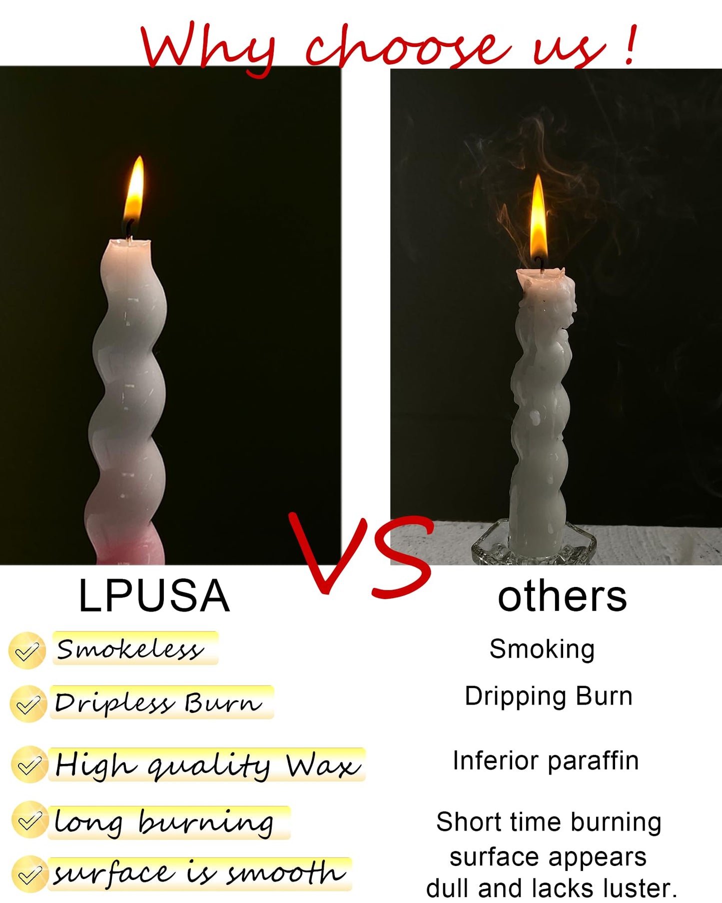 LPUSA 7.5 inch Christmas Taper Candles-Green and Red Spiral Candles-Unscented Candle Sticks and Dripless,Christmas decorations-4pcs(Green,Red)