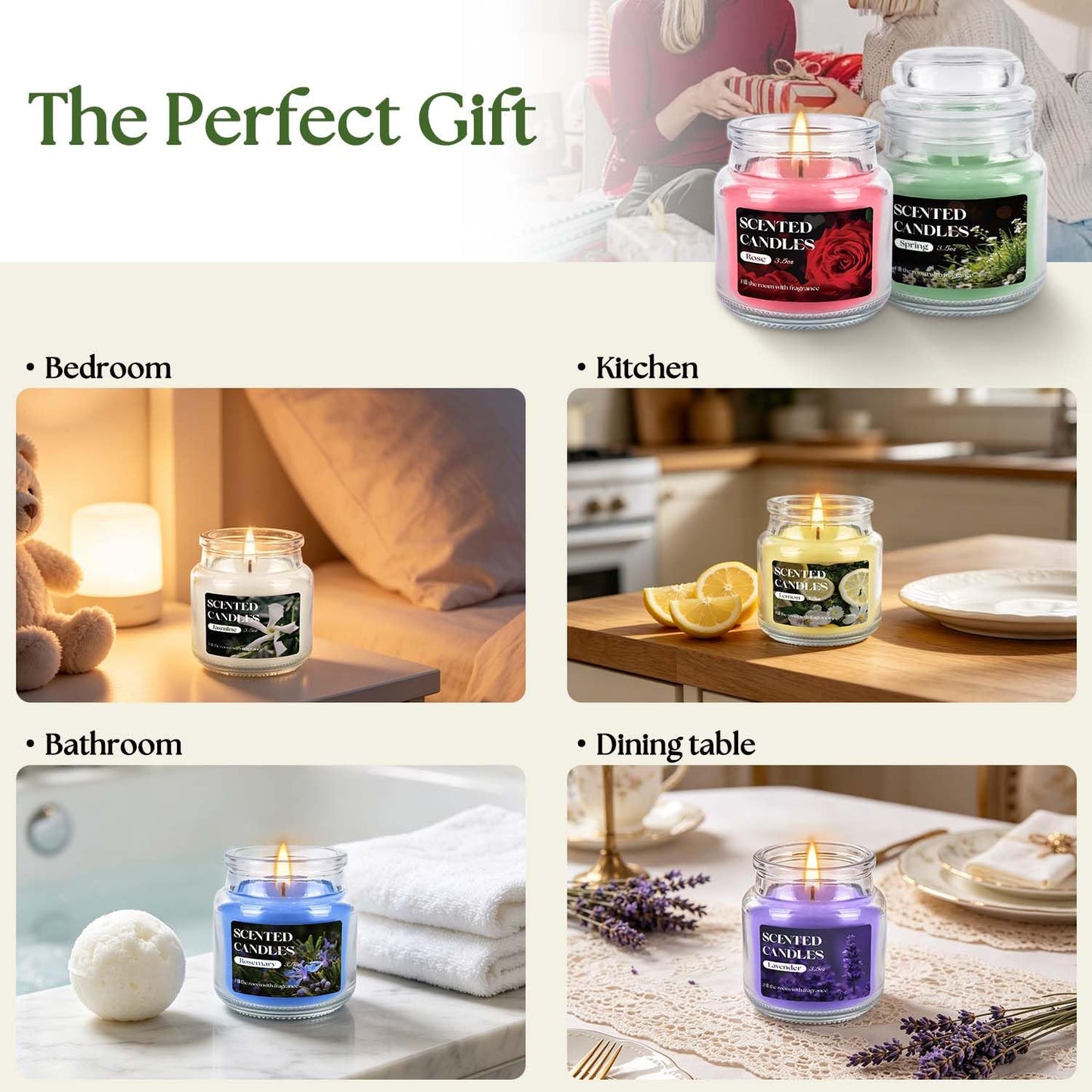 CLTNIKET 12-Pack 3.5oz Scented Candles Gift Set - Natural Soy Wax, Cotton Wick Aromatherapy Candles, Six Different Fragrances for Home Decor & Perfect Summer Gifts.