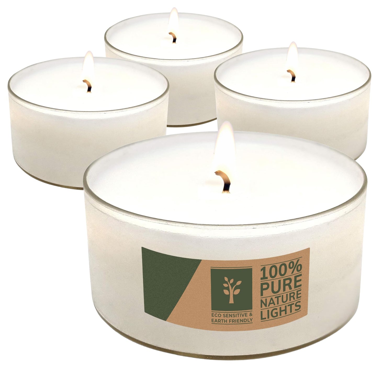 Hyoola Pure Jumbo Tealight Candles - 100% Natural, Non Toxic, Unscented - 10 Hour Burn Time - 8 Pack