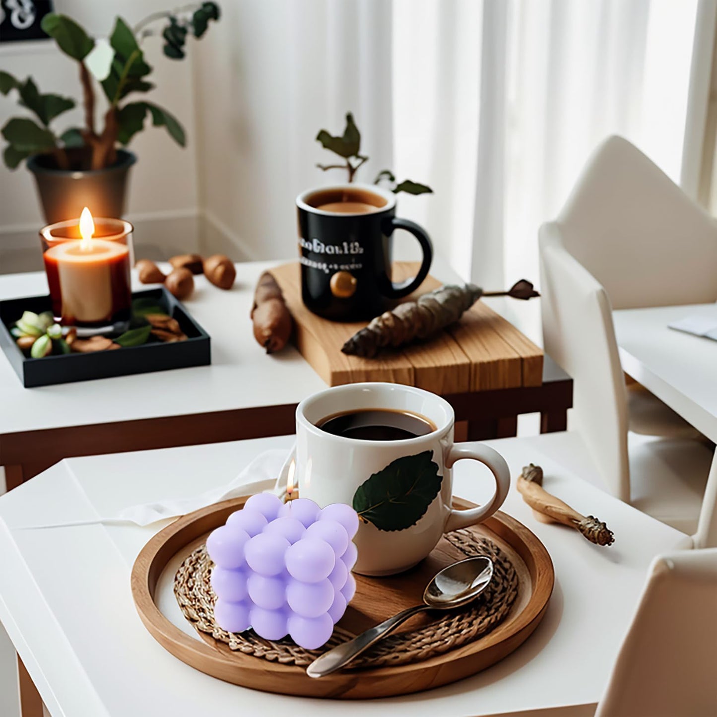 2PCS Bubble Candle Set, Cube Soy Wax Bubble Candles, Handcrafted Natural Scented Aesthetic Bubble Candle Set for Home Bedroom Decor, Birthday Mothers Day Gifts