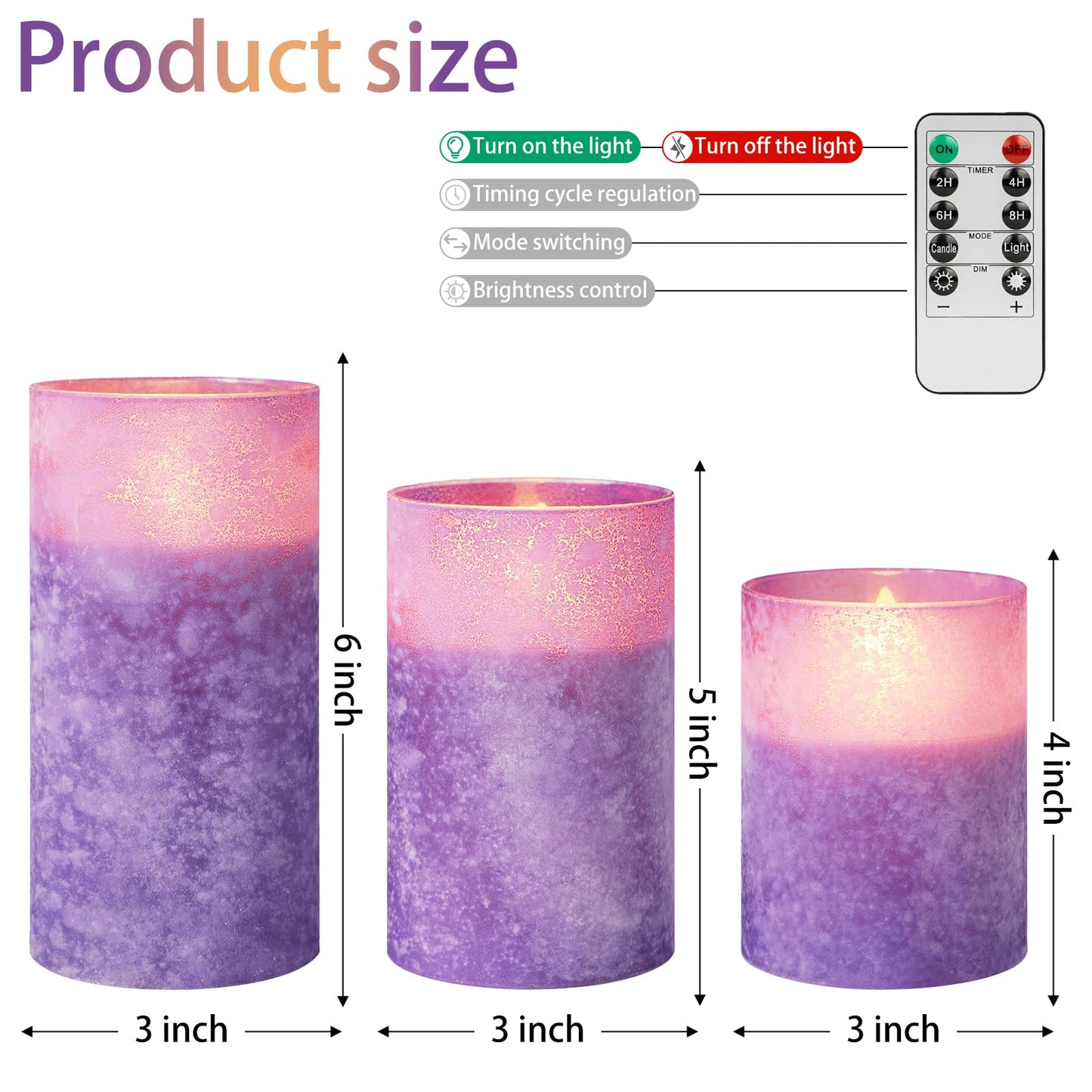 Mingfuxin Purple Flameless Candle with Remote, Battery Operated Led Candles with Timer for Home Fireplace Halloween Decorations