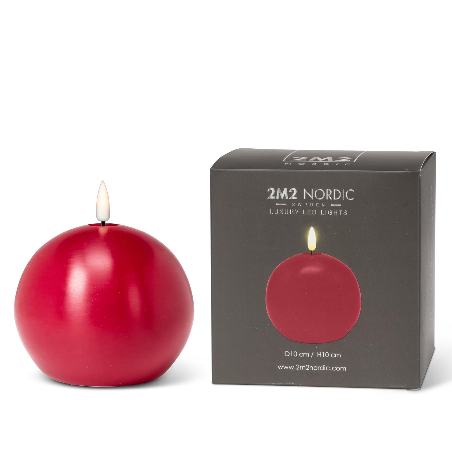Abbott Collection Wax LED Flameless Ball Candle - Red (4" D)