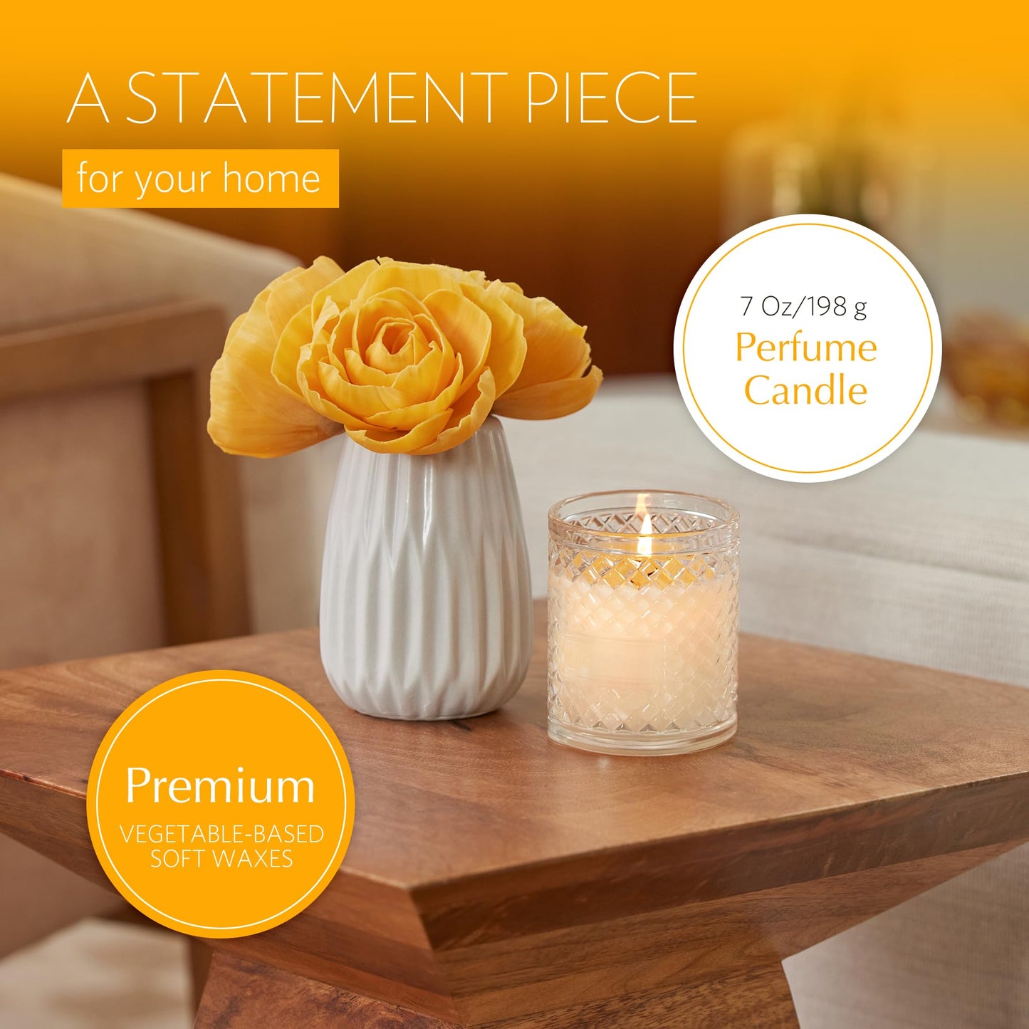 Agraria Orange Blossom Candle, 7 Oz, 40-50 Hours Flicker Time, Fresh Alluring Scented Candle Decor, Fresh Citrus Luxury Candles for Home