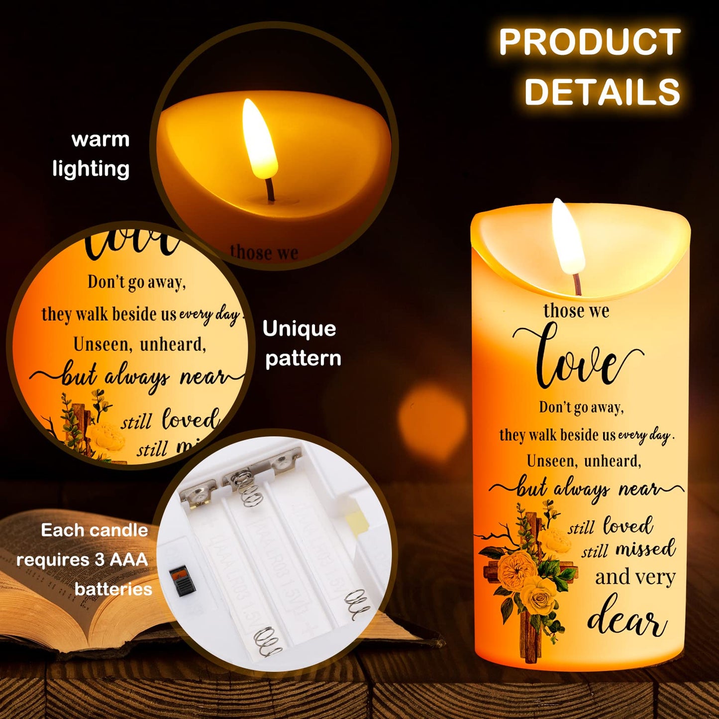 Gerrii Memorial Candles Sympathy Gifts LED Flameless Cardinal Bereavement Candles for Loss of Loved One Sympathy Cardinal Gifts Battery Candle for Prayers(Bright Style)