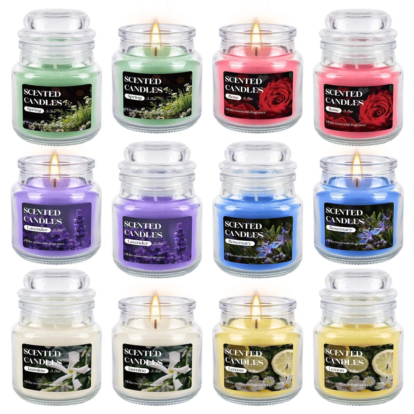 CLTNIKET 12-Pack 3.5oz Scented Candles Gift Set - Natural Soy Wax, Cotton Wick Aromatherapy Candles, Six Different Fragrances for Home Decor & Perfect Summer Gifts.