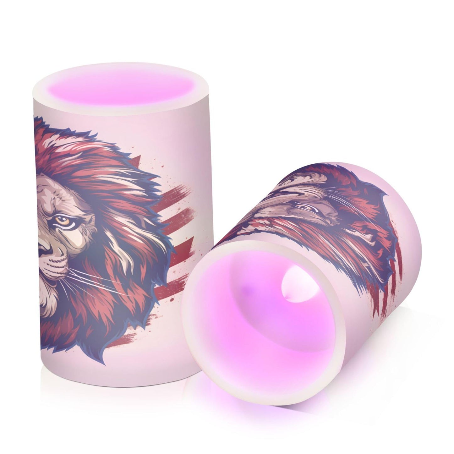 Grgvtei Flameless Candles Ferocious Lion Head Flickering LED Pillar Candles with Remote & Timer, Battery Operated Set of 2 Warm Glow for Wedding Party Home Decoration