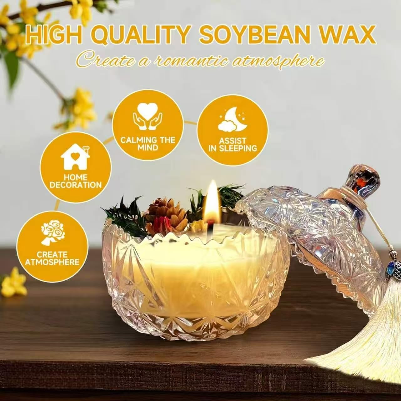 Joo SKo Osmanthus Scented Soy Wax Candle, 7oz Aromatherapy Candle for Home, Long Burning Clean Jar Candle, Stress Relief & Relaxation, Thoughtful Gift for Women, Birthday, Mother's Day, Housewarming