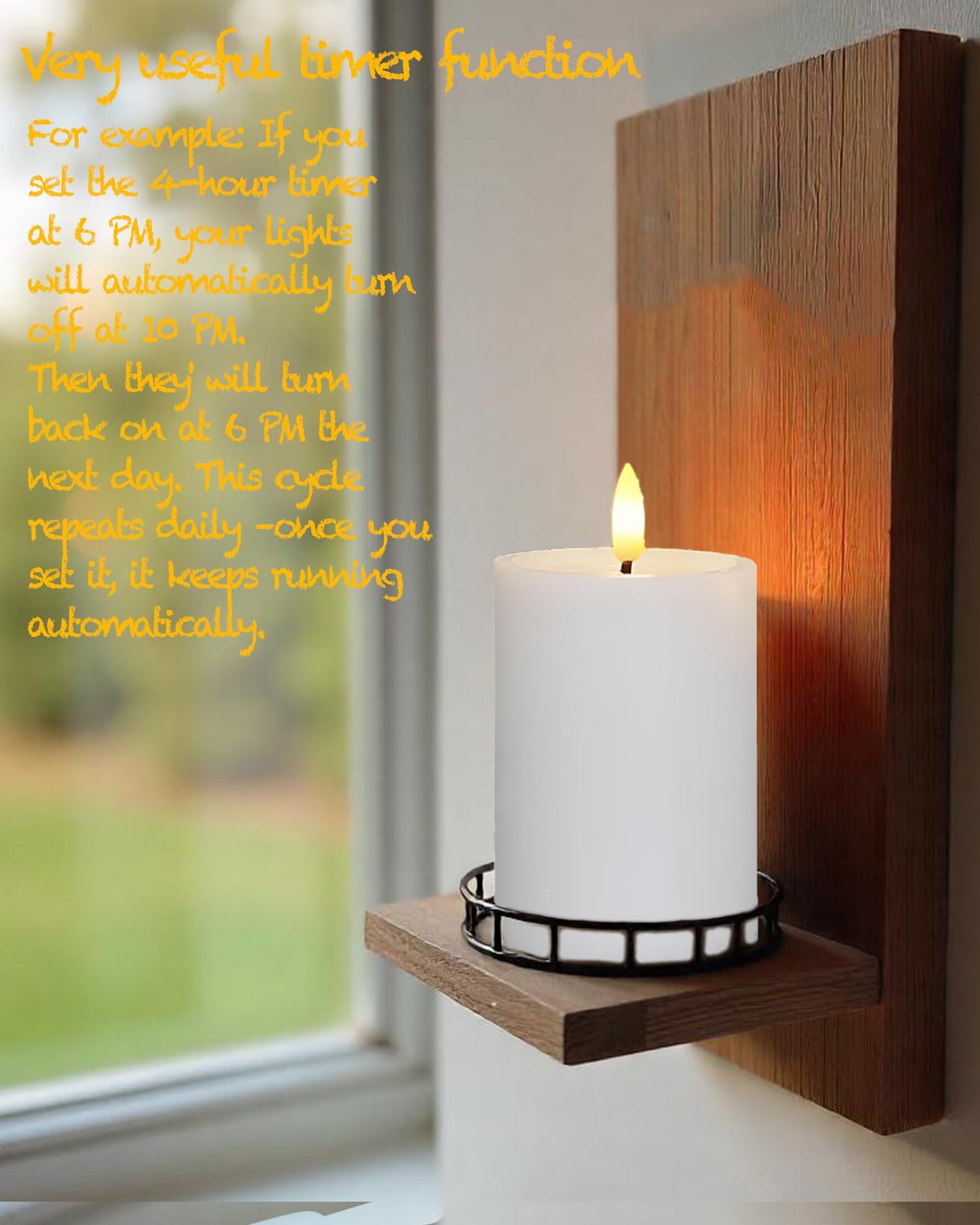 Gmnee 3"x6" Outdoor Waterproof Flameless Candles with Remote and Timers, LED Candles, Battery Operated Candles, Electric Fake Pillar Candles for Patio, Porch, and Lanterns Decor (White, Plastic)
