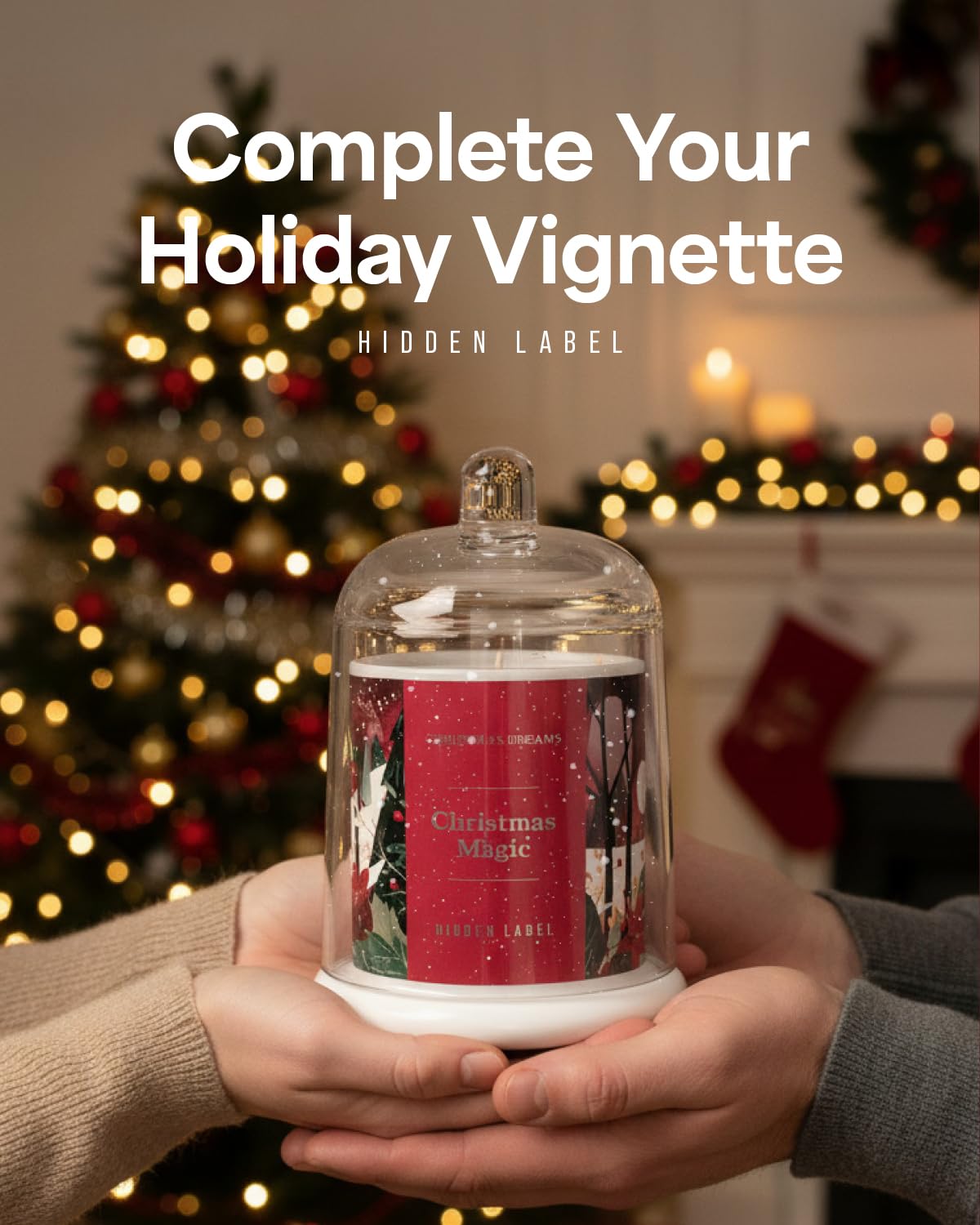 Christmas Magic Scented Candle, 10oz Natural Soy Wax Clear Bell Jar, Up to 60 Hours Long-Lasting, Clean Burn, Non Toxic Aromatherapy Candles for Home, Stocking Stuffer Holiday Gift