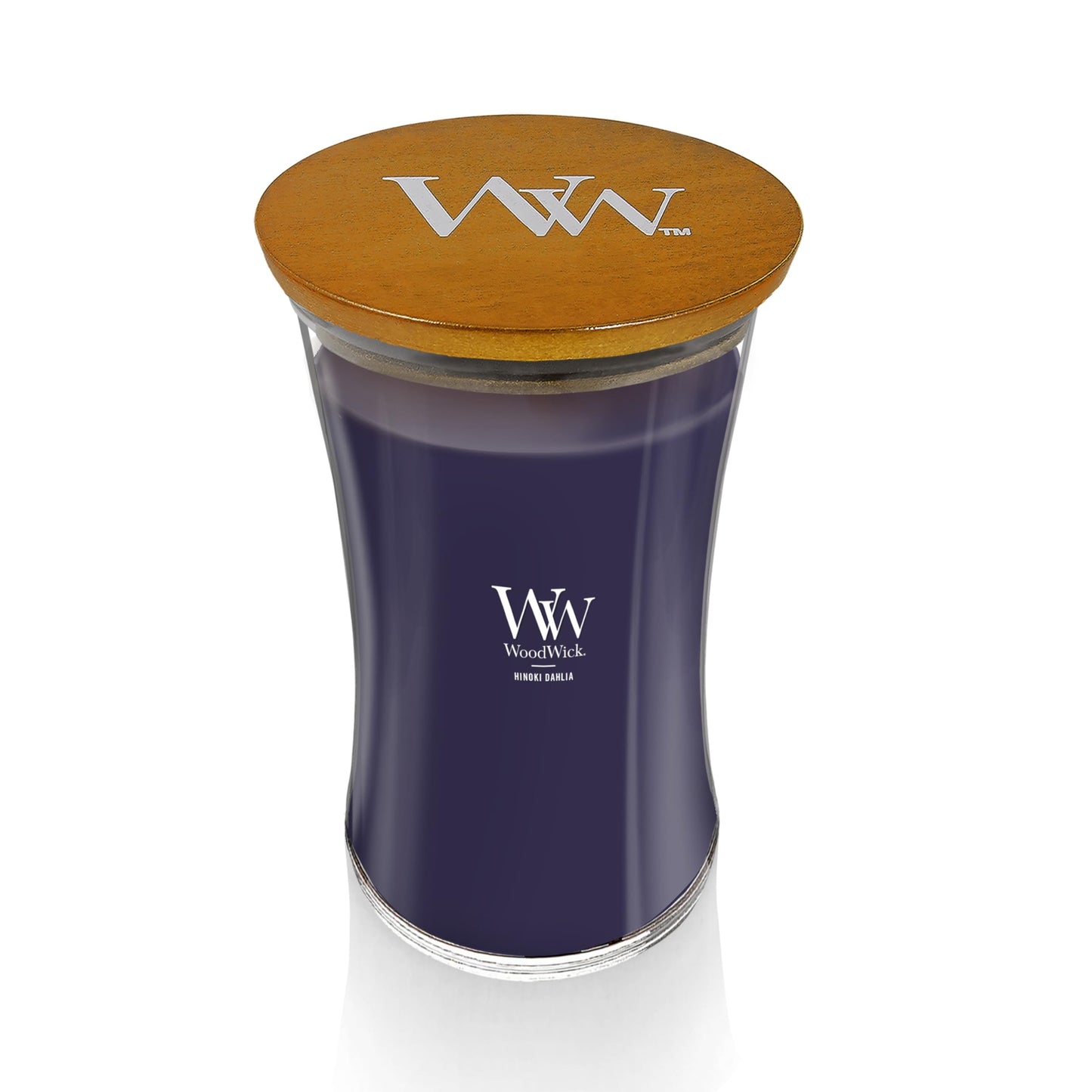 WoodWick Large Hourglass Candle Hinoki Dahlia - Premium Soy Blend Wax Pluswick Innovation Wood Wick Made in USA