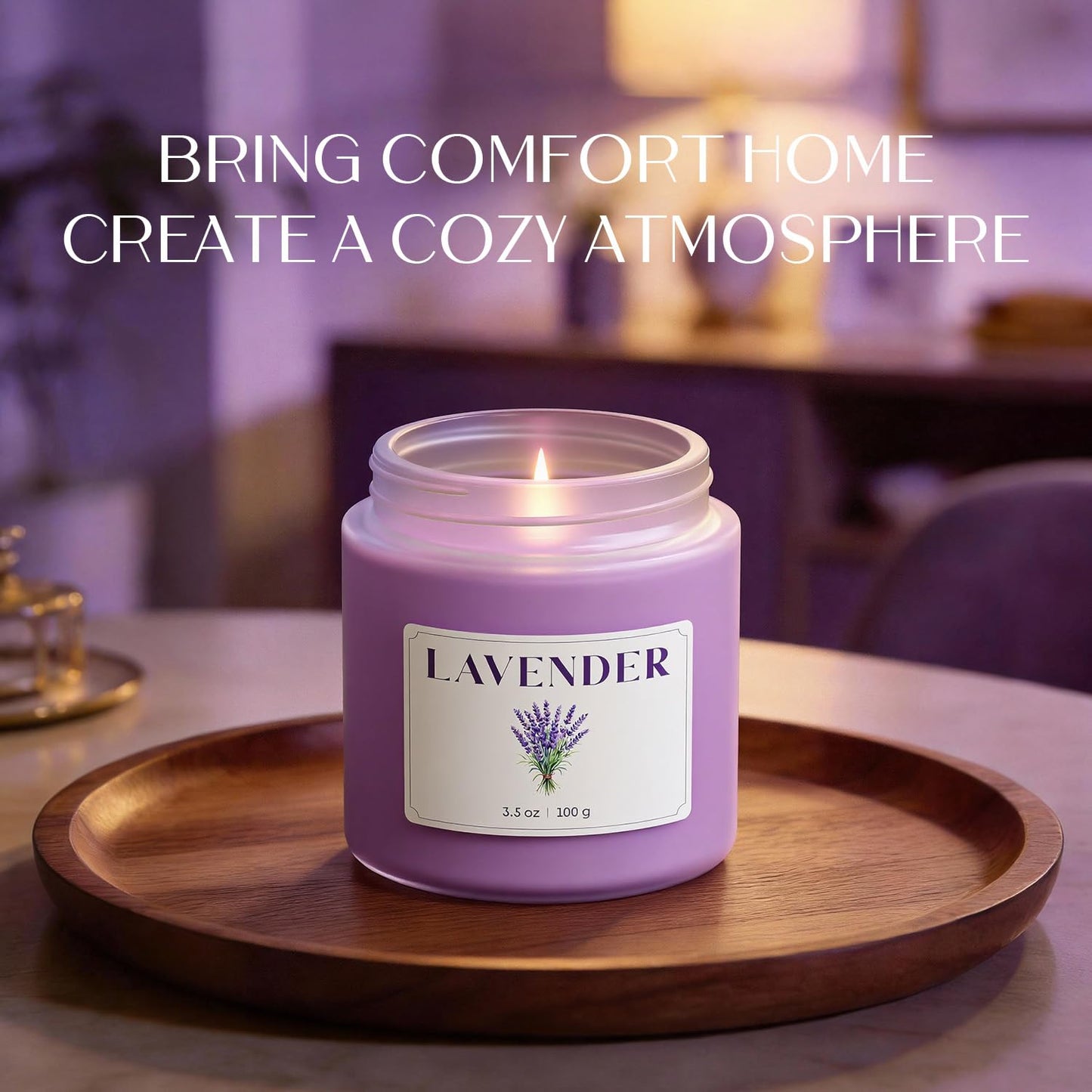 NORVENCE Lavender Candle, Scented Candles Gift Set, Stress Relief Candles for Home, Premium Soy Candle Set, Candles for Women and Men (Purple, 7 oz)