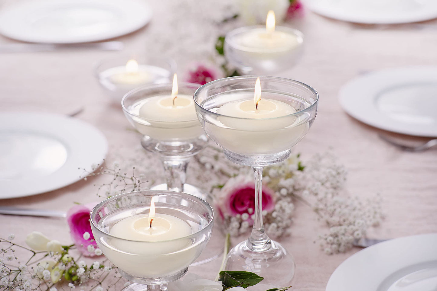 BOLSIUS White Floating Candles 3 Inch - Set Of 12 Maxi Candles - 8 Hour Clean Burning - Palm Oil Free - 0% Animal Fat - Premium European Quality