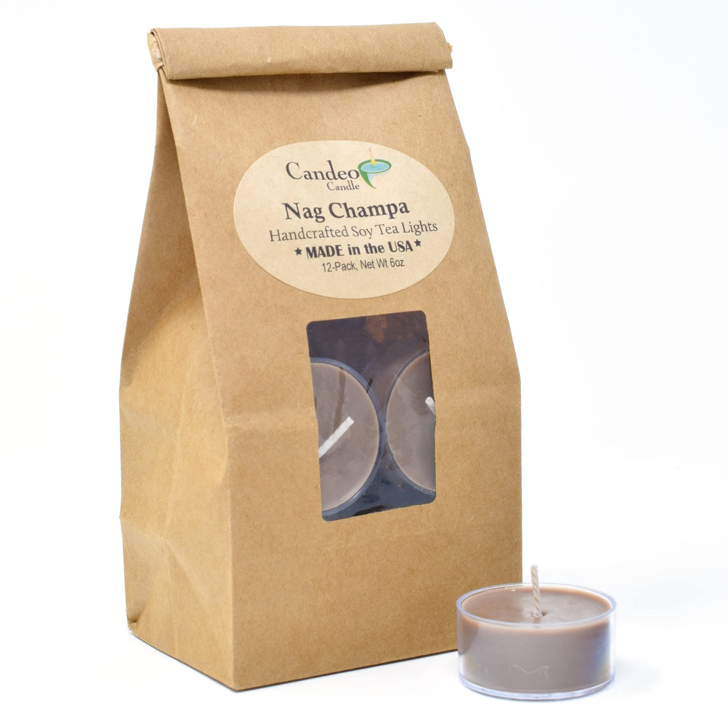 Nag Champa Scented - Soy Tealight Candles, 12 Pack - Highly Scented - Handmade in The USA - Candeo Candle - Summer Scents
