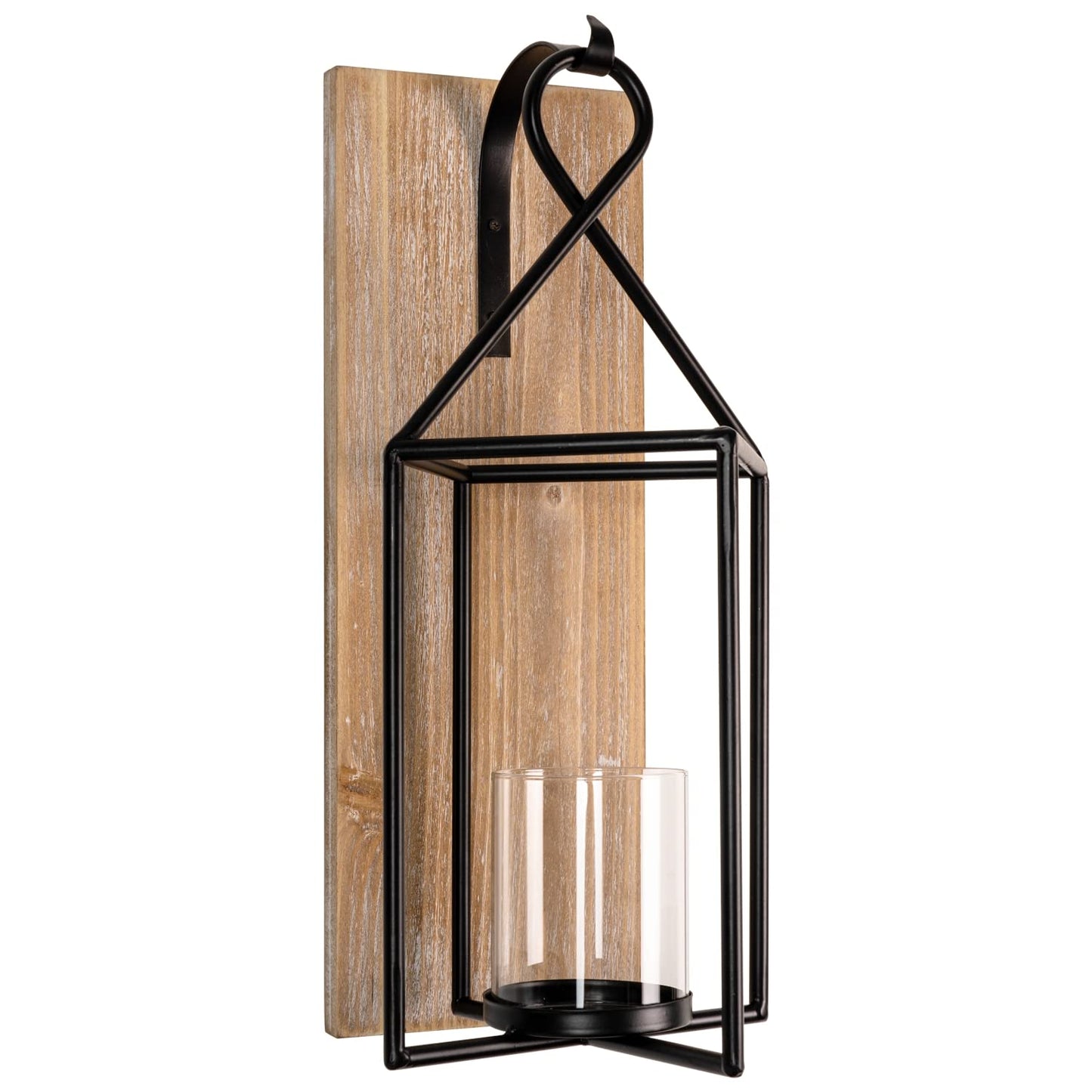 Homemory Wall Candle Sconce, Wood Rustic Candle Holder Decorative Candle Lantern with Glass Holder, Wall Decorations for Living Room, Dining Room