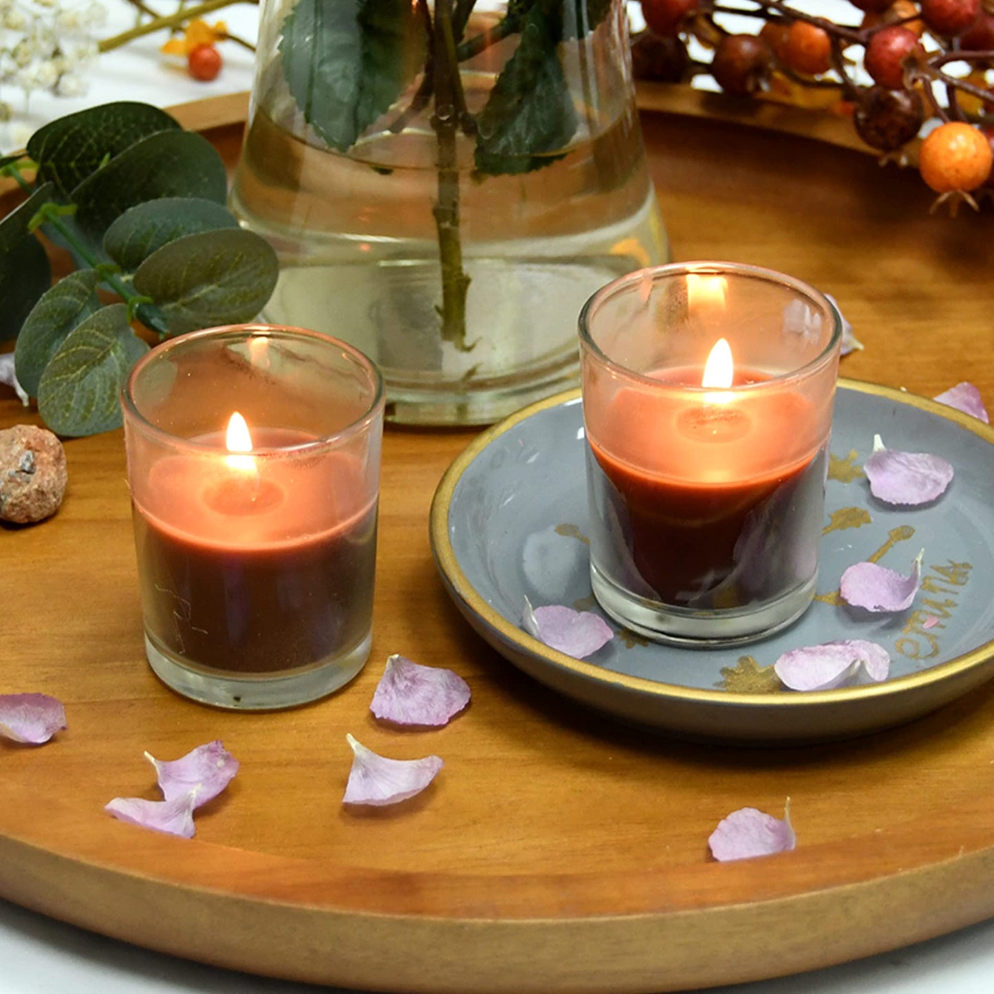 Zest Candle 12-Piece Votive Candles, Brown Round Glass