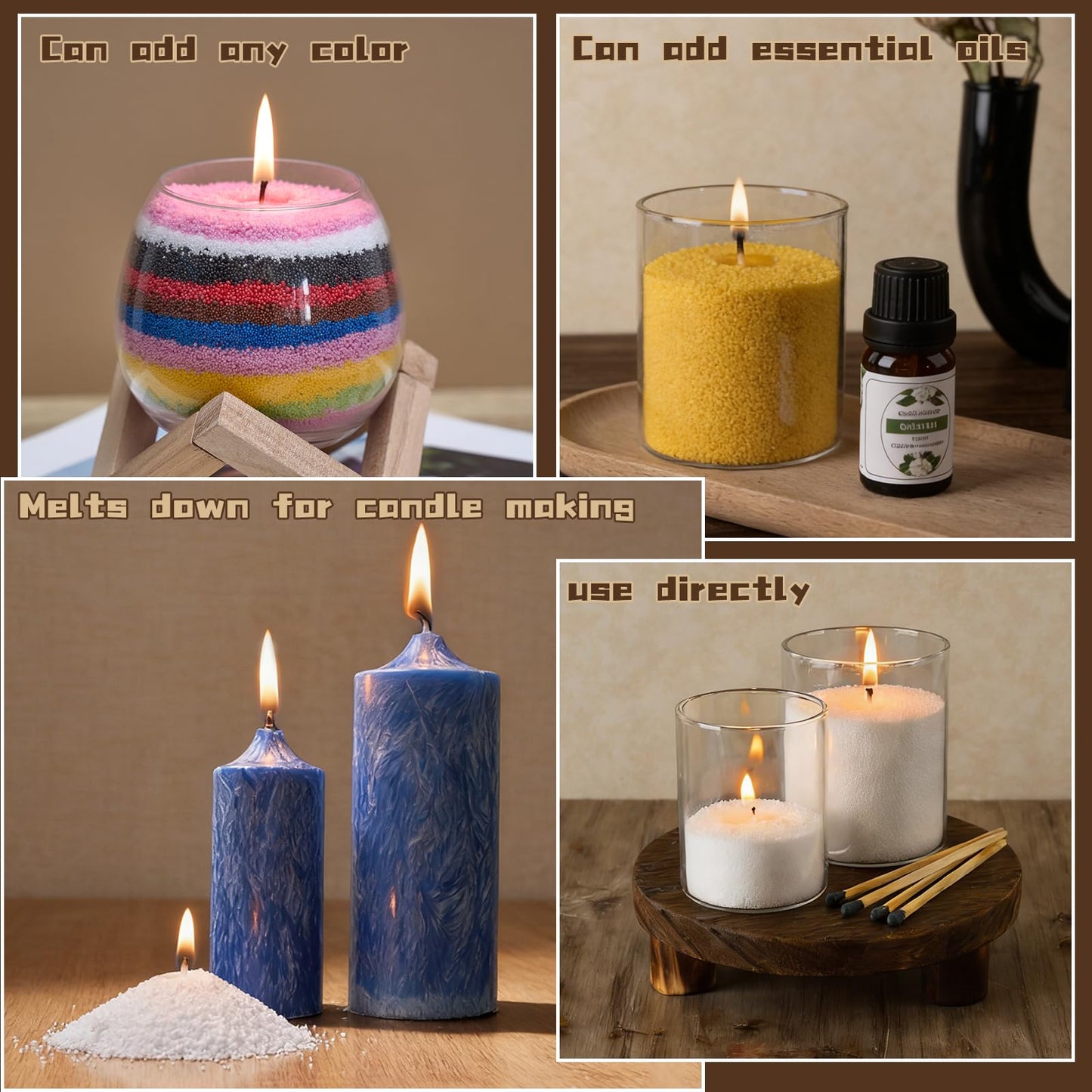 Pearled Candle Sand Wax 2lb Set White Unscented with 20 Wicks Long Lasting Refillable Sand Candle for Candle Making for Friends Lover Christmas Family Daily