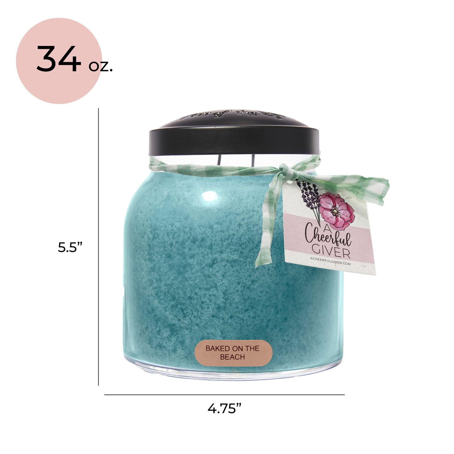 A Cheerful Giver - Baked On The Beach - 34oz Papa Scented Candle Jar with Lid - Keepers of The Light - 155 Hours of Burn Time, Gift Candle, Blue