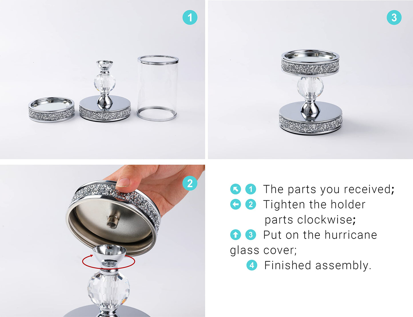 Hurricane Candle Holders for Pillar Candle, Pillar Candle Holder, Crystal Candlesticks Holder for Dining Coffee Table, Wedding,Events,Parties, Home Decor YL031SD