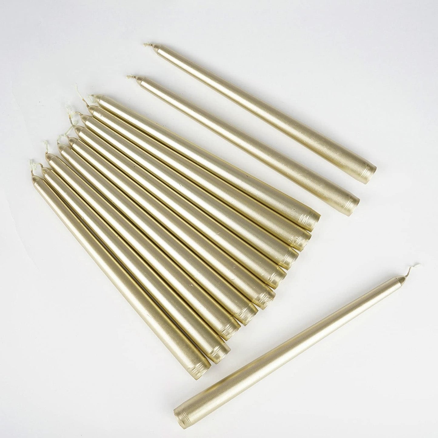Tableclothsfactory 10" Tall Premium Quality Dripless Unscented Gold Taper Candles Wedding Dinner Candles Set of 12