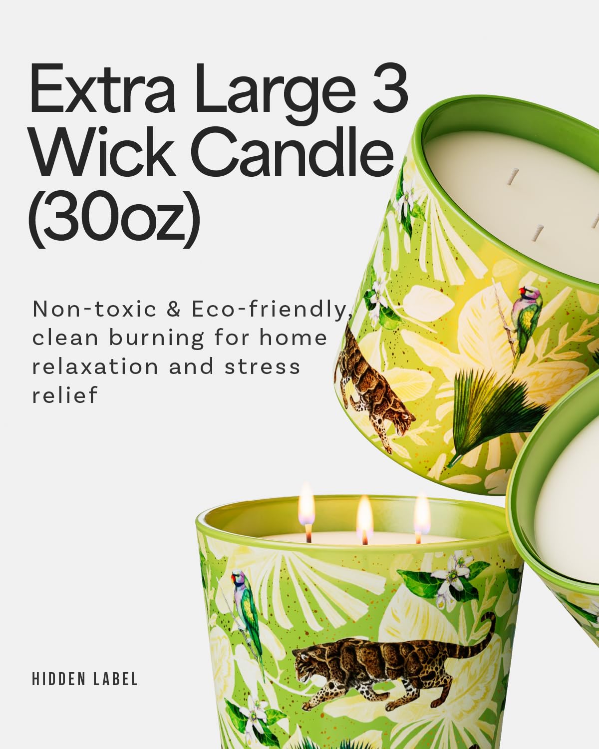 Verbena & Fig Leaf Scented Candle, 30oz Large 3 Wick Soy Candle, 100+ Hours Long Burning, Spa-Quality Aromatherapy for Home & Bathroom, Non-Toxic Luxury Candle Gifts for Housewarming