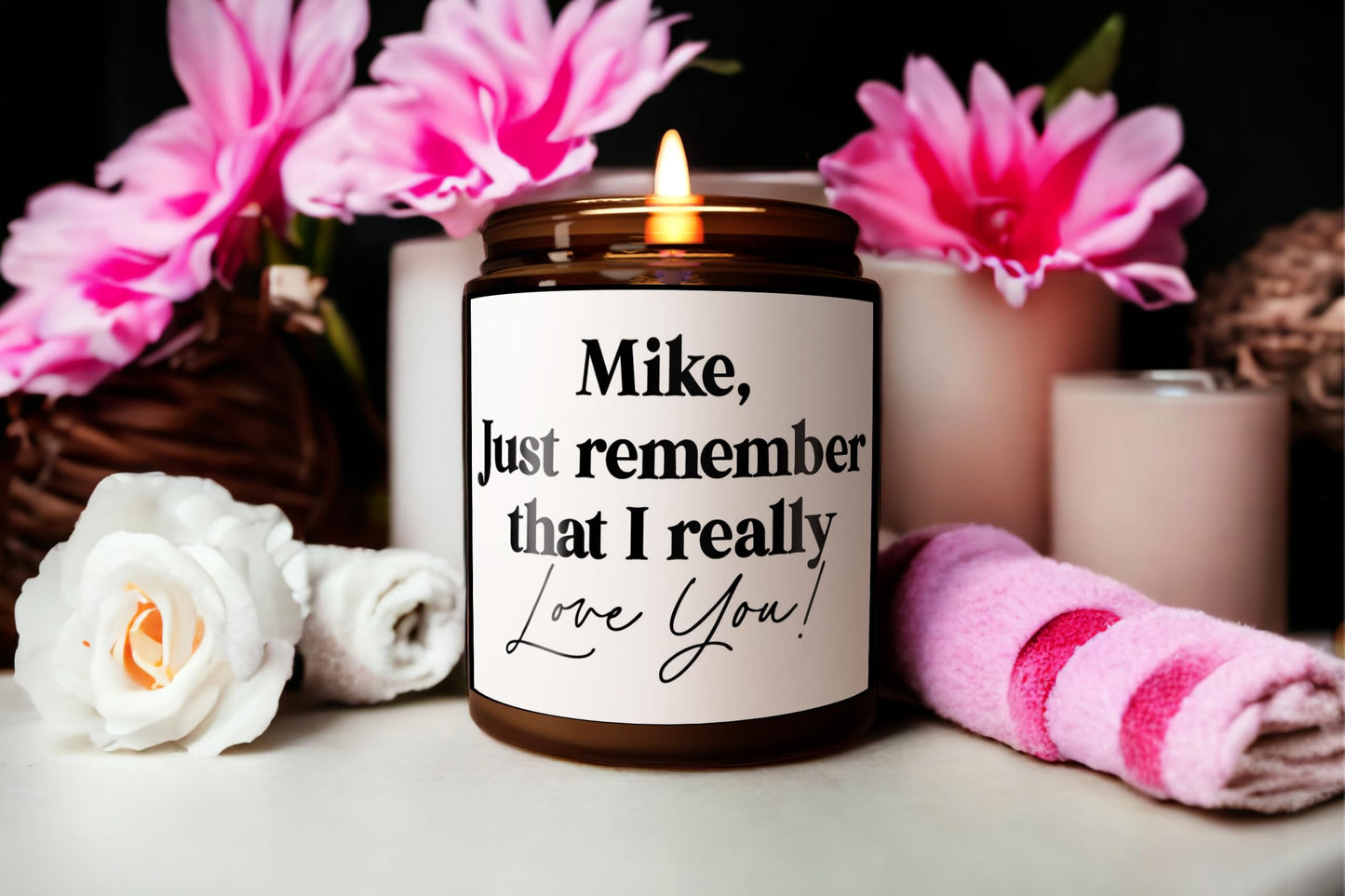 Candle Maker Dude Custom Create Your Own Candle - Personalized 40+ Scents 100% Soy Wax - Perfect for Birthdays, Anniversaries, Christmas, Weddings & More (White Label - Amber Jar)