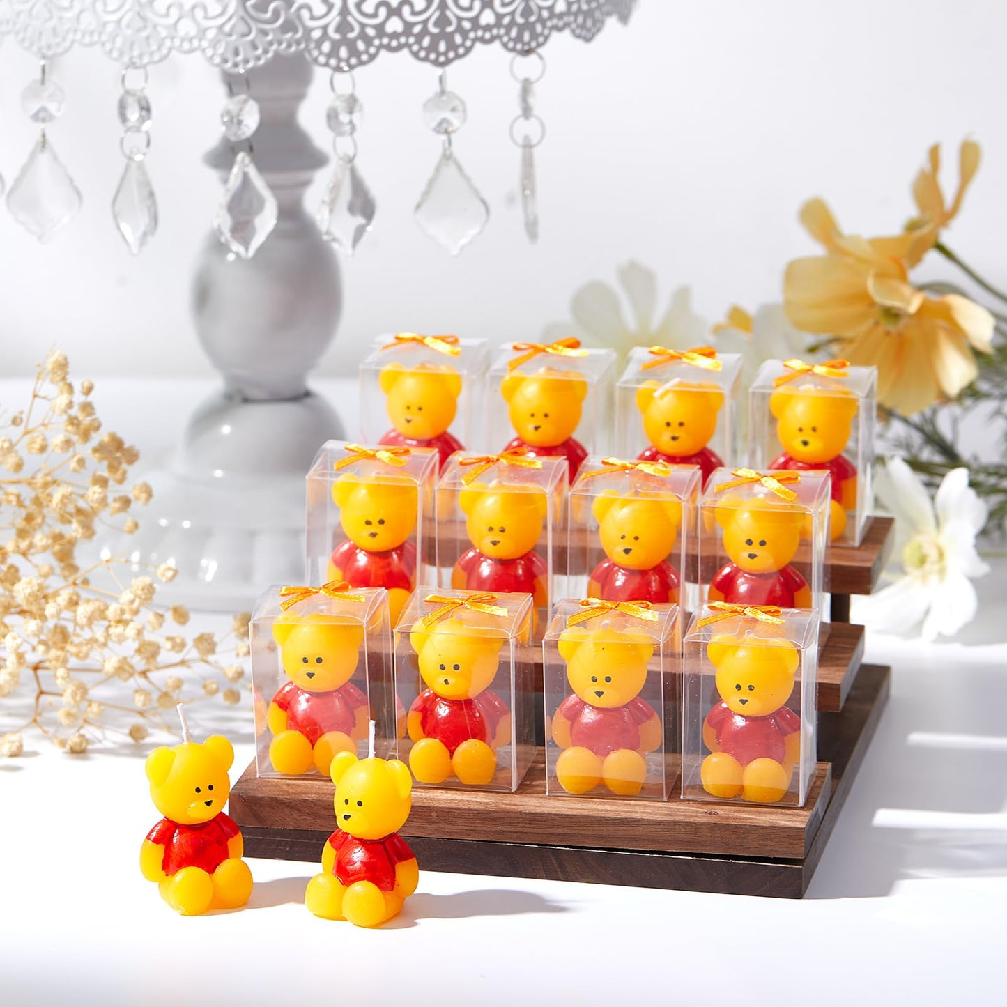 Dansib 15 Pcs Bear Baby Shower Candle Favors for Guest Bear Party Favors Baby Shower Candles Bulk for Gifts Party Decorations (Yellow)
