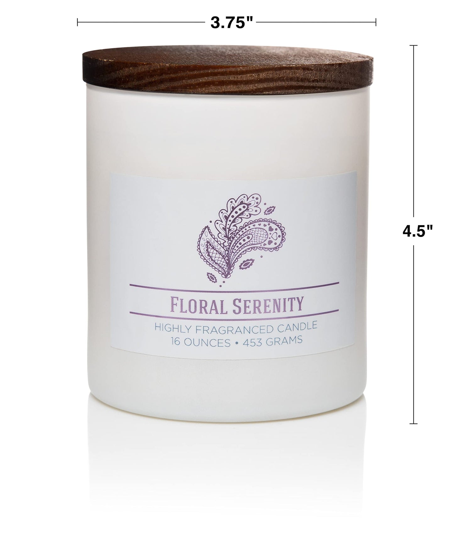Carolina Floral Serenity Scented Candle, 16 oz Wellness Relaxing Aromatherapy Candle, 2 Wick White Jar Soy Blend Wax, Candles for Home, 60H Burn - Made in The USA