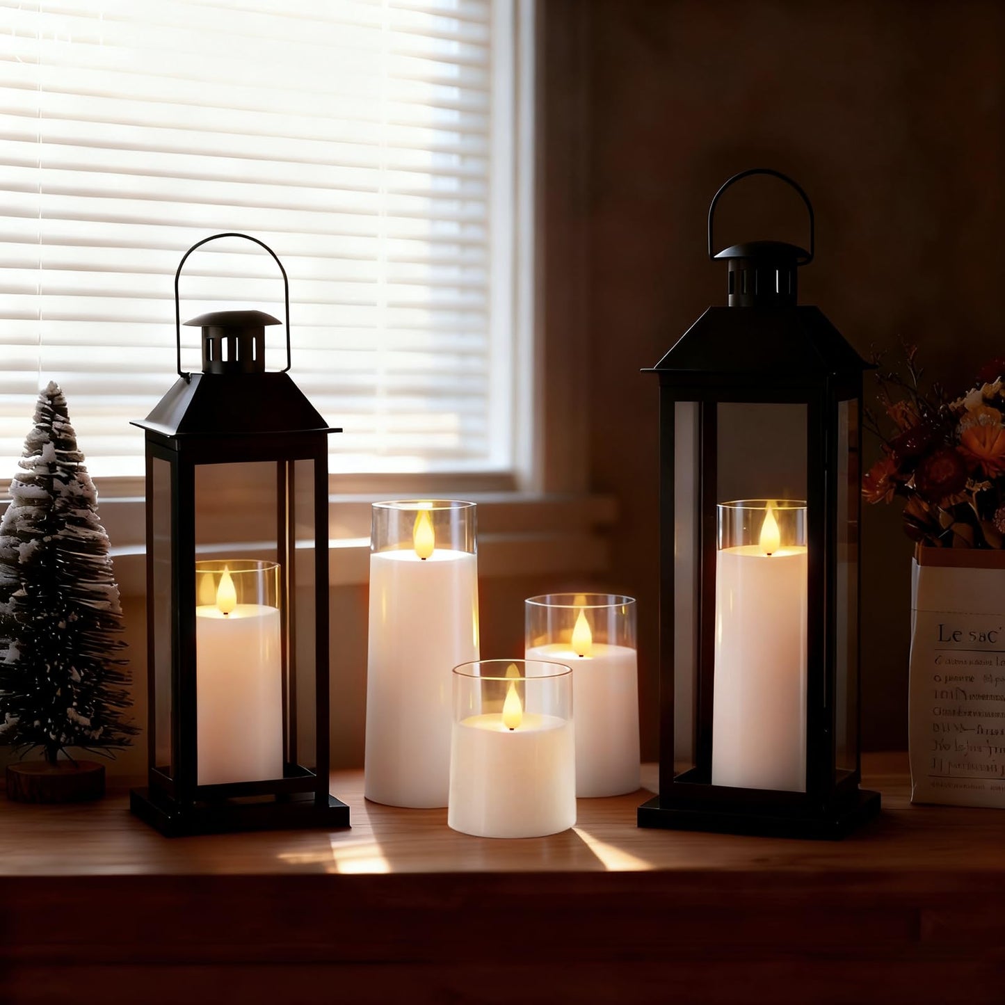 Raycare Flameless Candles Battery Operated with Remote Timer, Acrylic Flickering LED Pillar Candle for Valentine's Day, Home Decor, Gift for Family and Friend, White, Set of 5