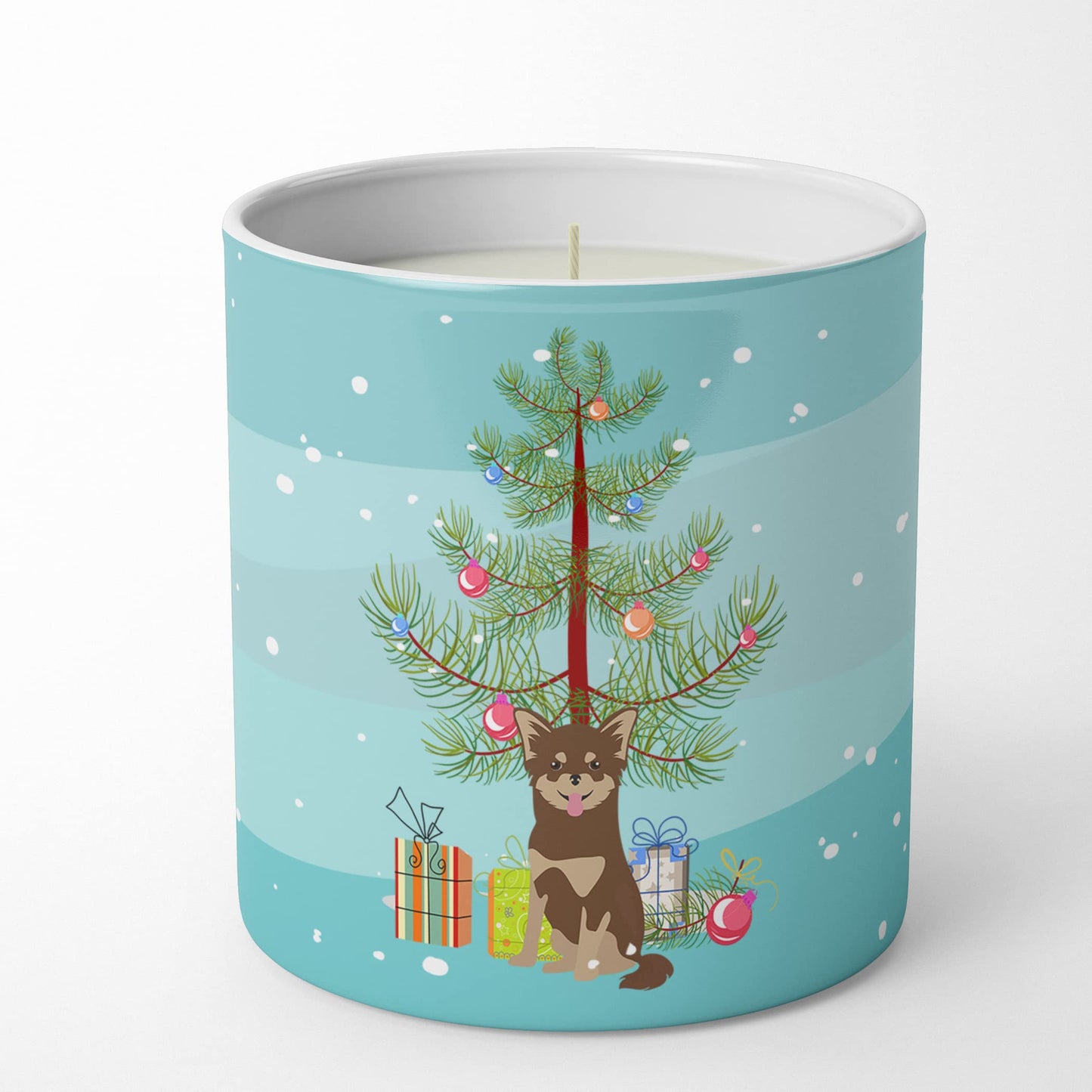 Caroline's Treasures CK3496CDL Chihuahua Christmas Tree 10 oz Decorative Soy Candle Nature Soy Wax Essential Oil Home Decor Ideal for Bedroom Kitchen Bath Office Gift, 10 oz