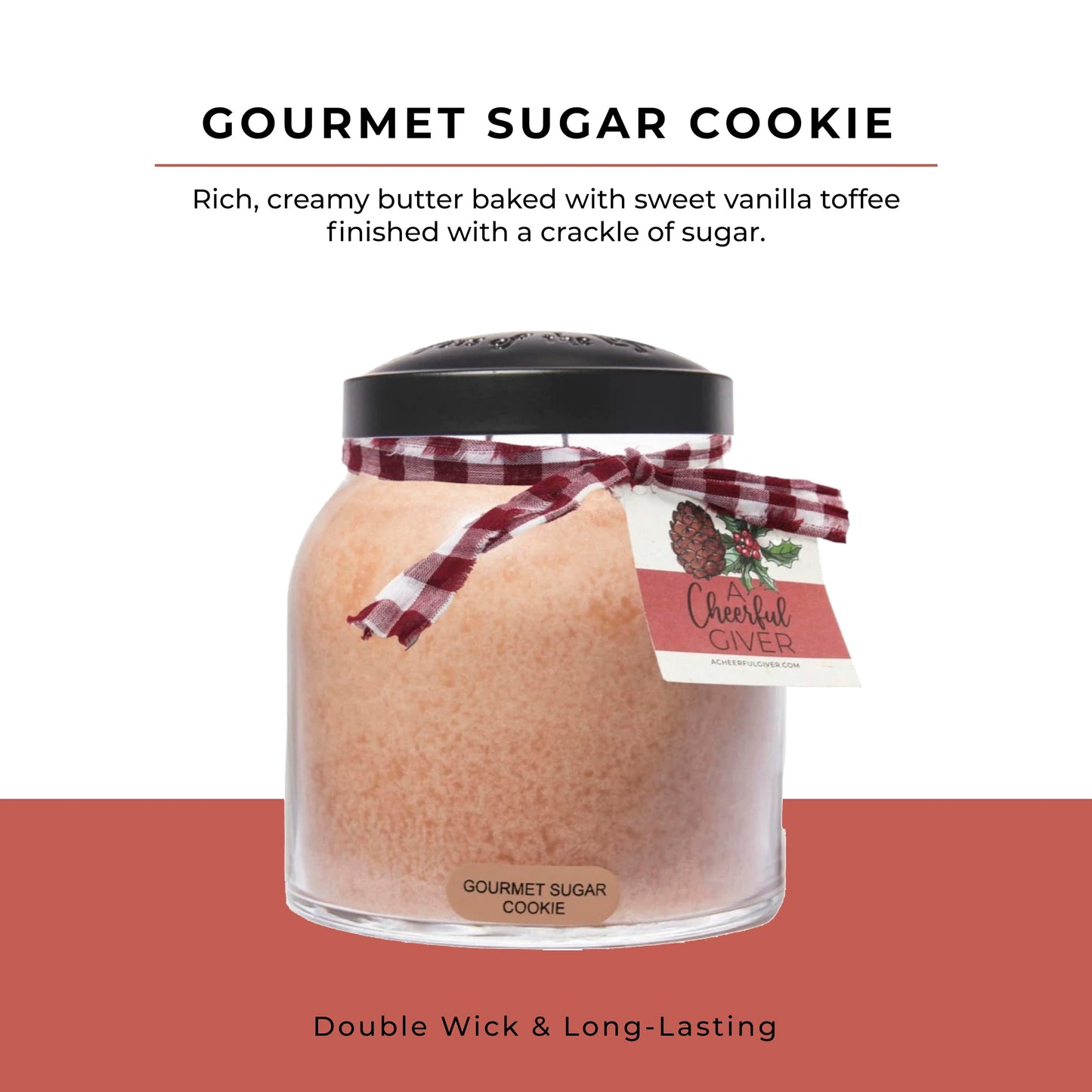 A Cheerful Giver — Gourmet Sugar Cookie - 34oz Papa Scented Candle Jar with Lid - Keepers of the Light - 155 Hours of Burn Time, Gift for Women, Brown