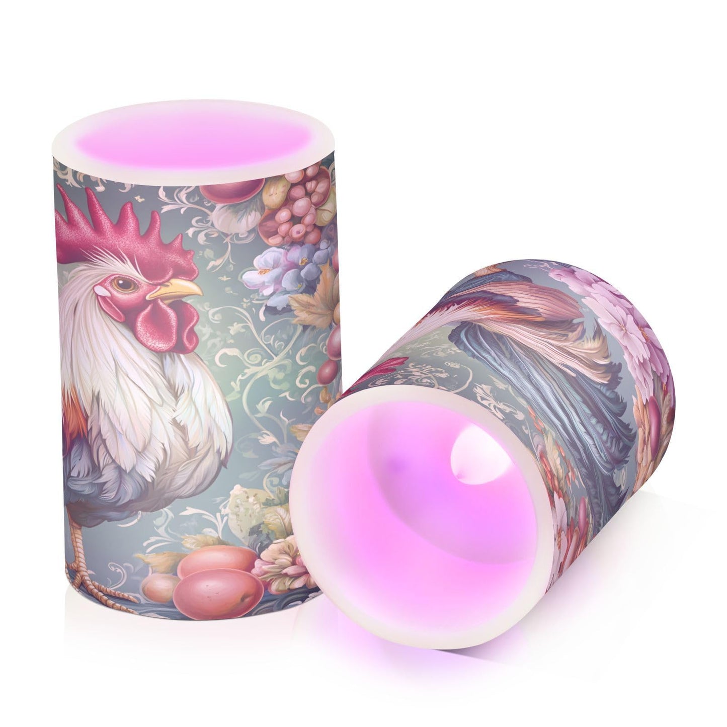 ALAZA Chicken Rooster Flickering Flameless Candles Battery Operated with Remote Timer,Tea Light Candles LED Pillar Votive Candles Set of 2 for Outdoor Indoor Decorations