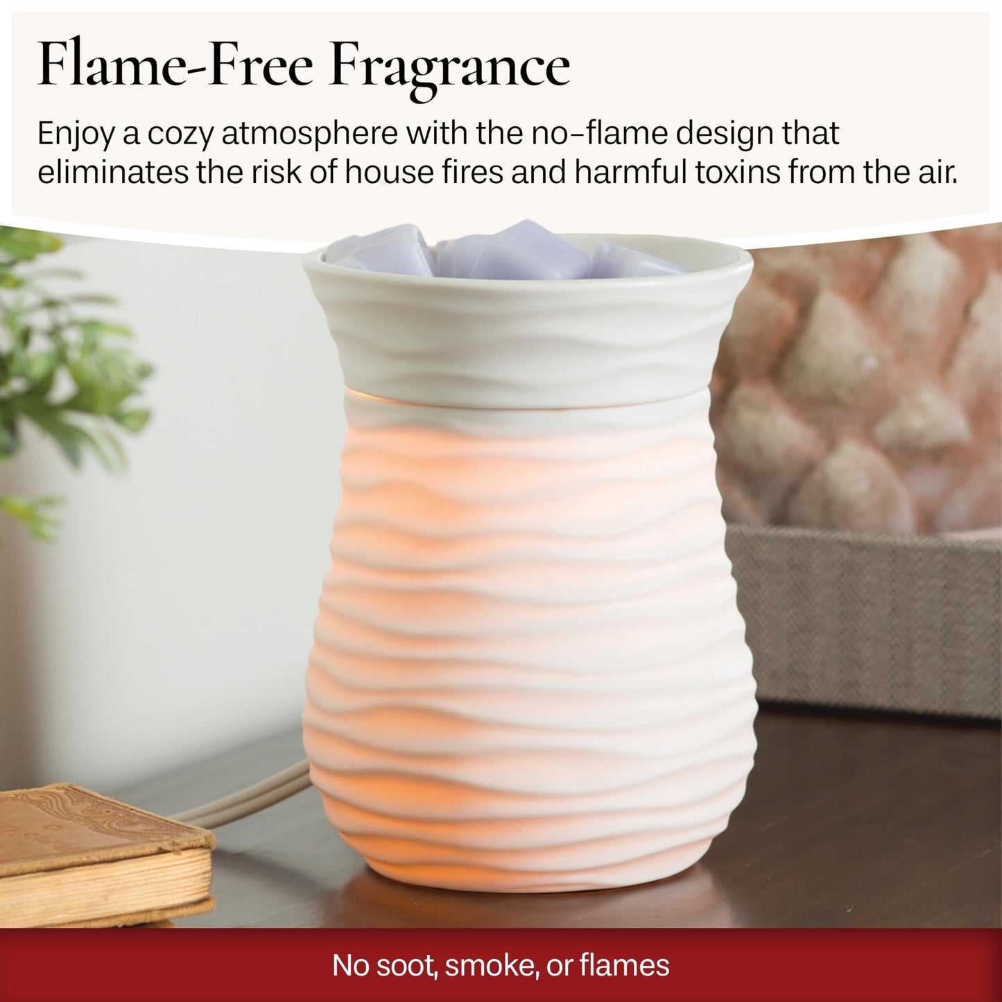 Candle Warmers ETC. Illumination Fragrance Warmer- Light-Up Warmer for Warming Scented Candle Wax Melts and Tarts or to Freshen Room, White Harmony