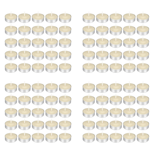 Mega Candles 100 pcs Unscented Ivory Tea Lights Candles, Pressed Wax Candle 3.5 Hour Burn Time, Home Décor, Wedding Receptions, Occasions, Festivities, Events, Meditations, Spa, Prayers, Vigil