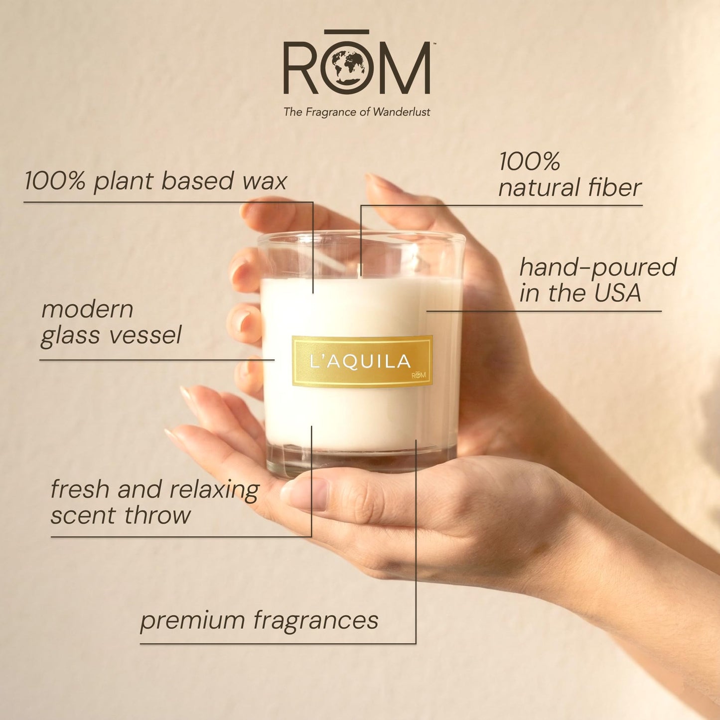 L’Aquila Luxury Scented Candle – Natural Plant Based Wax, 9oz – Bergamot, Fig, Cypress & Amber - Long Lasting 60 Hour Burn – Non-Toxic, Hand-Poured in USA for Home